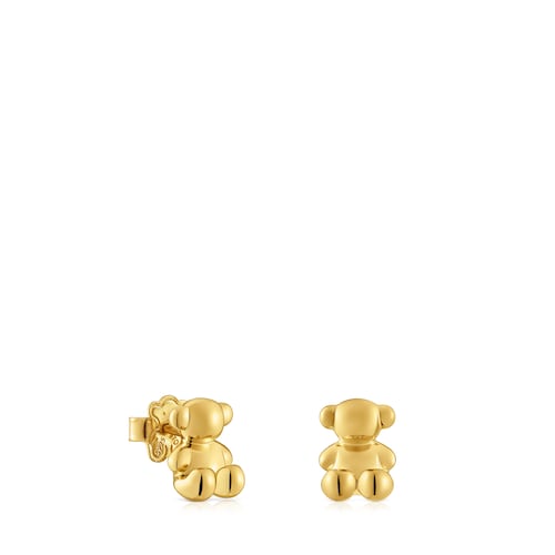 Bold Bear 10 mm bear Earrings with 18kt gold plating over silver