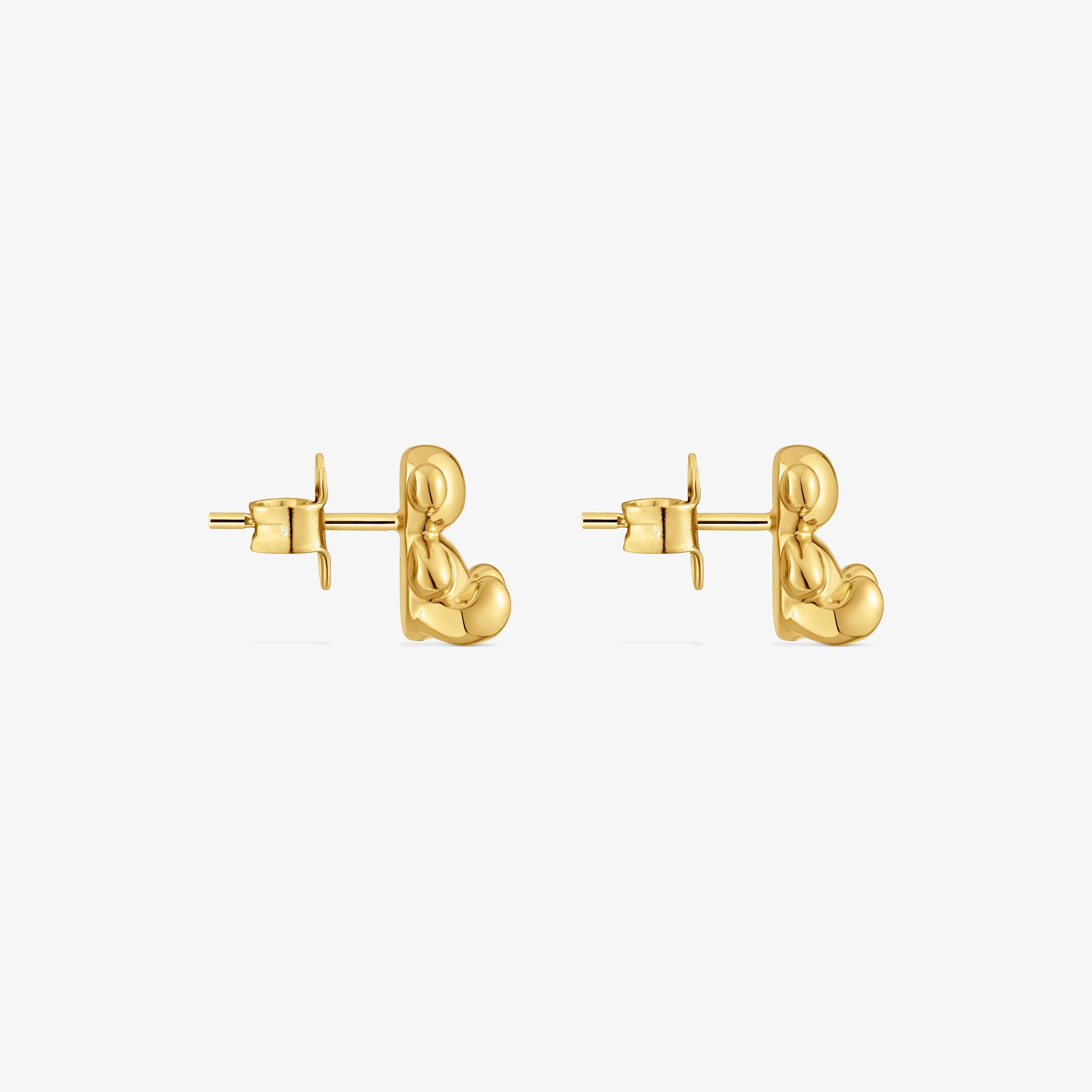 Bold Bear 10 mm bear Earrings with 18K gold vermeil