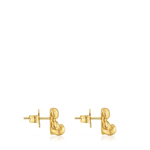 Bold Bear 10 mm bear Earrings with 18kt gold plating over silver