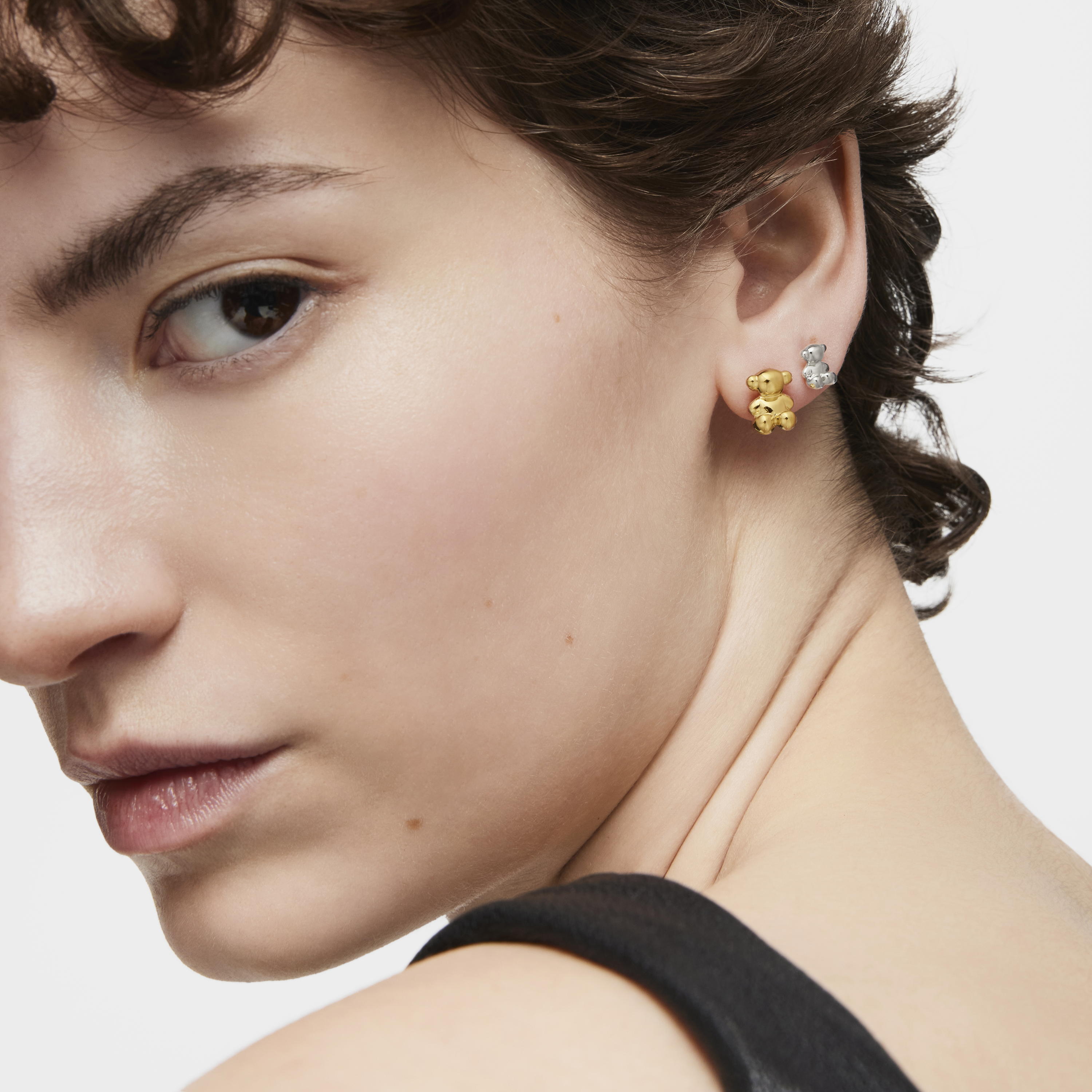 Bold Bear 10 mm bear Earrings with 18K gold vermeil