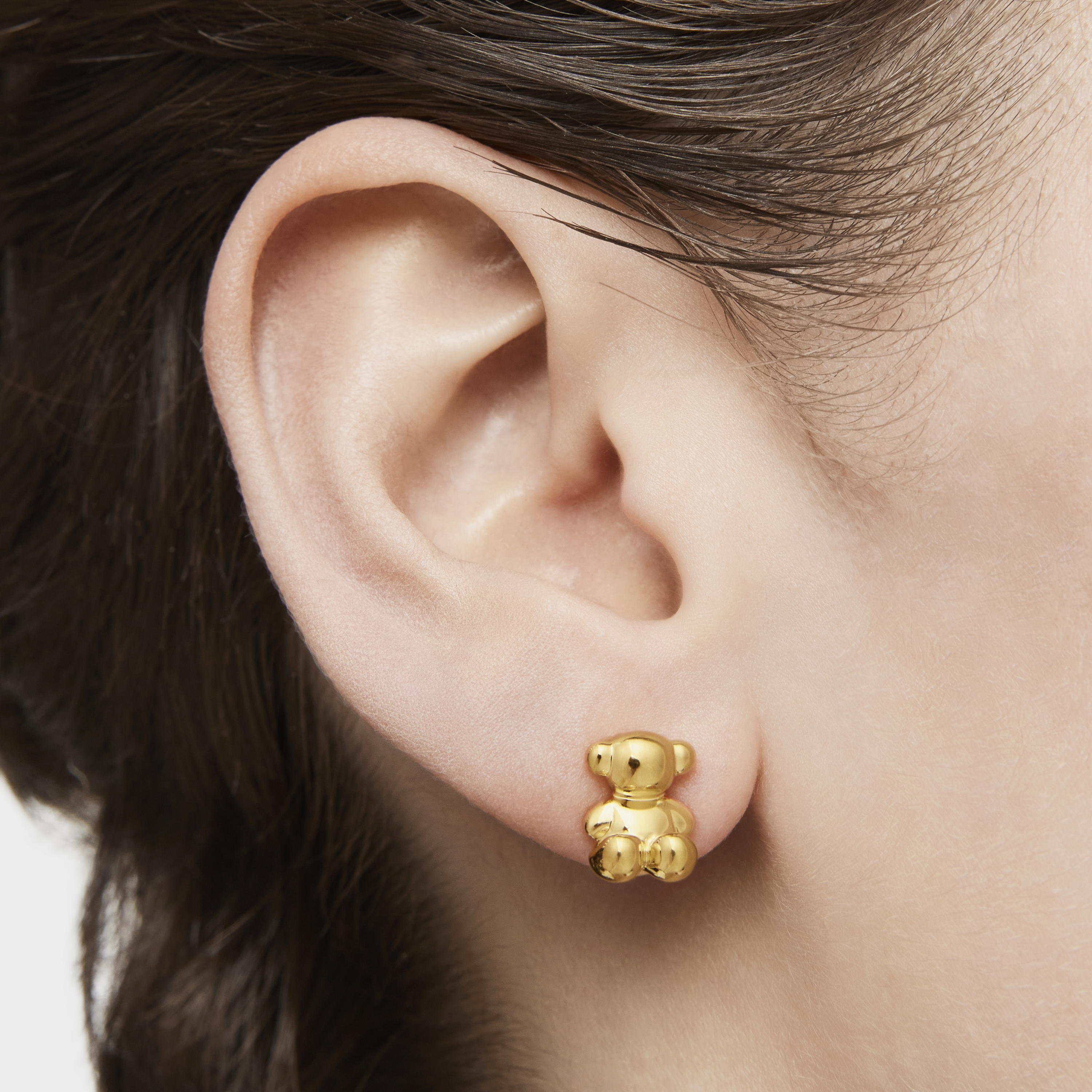 Bold Bear 10 mm bear Earrings with 18kt gold plating over silver