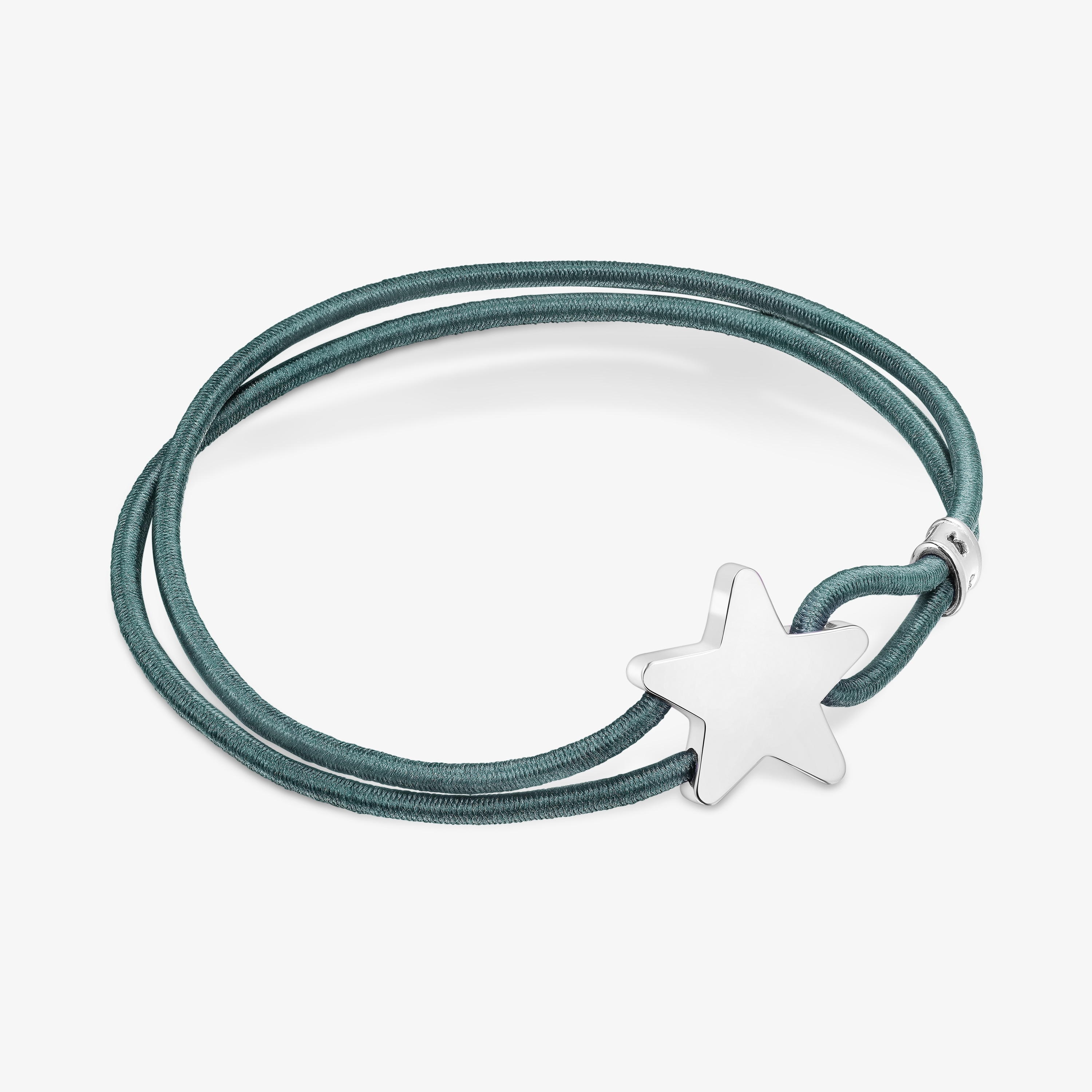 Green elastic Sweet Dolls Bracelet with silver star