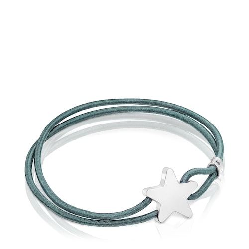 Green elastic Sweet Dolls Bracelet with silver star
