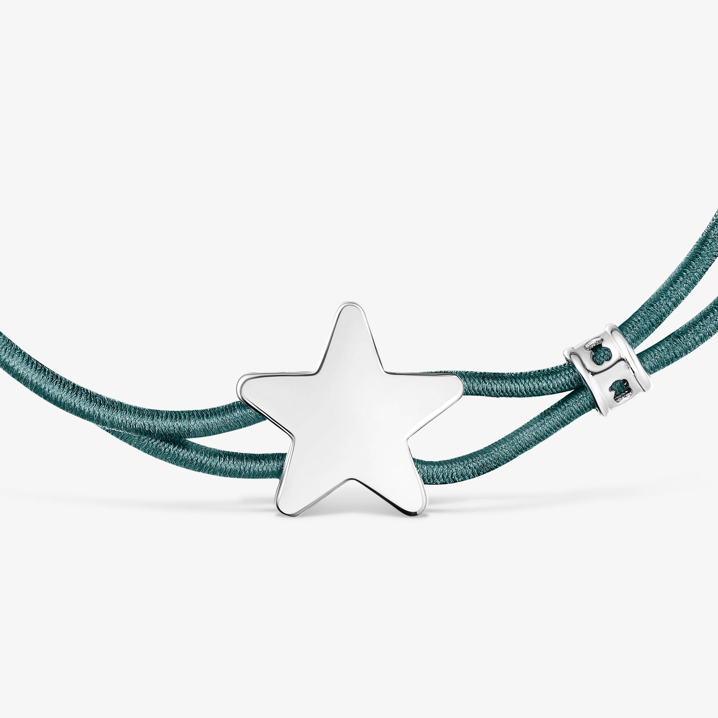 Green elastic Sweet Dolls Bracelet with silver star