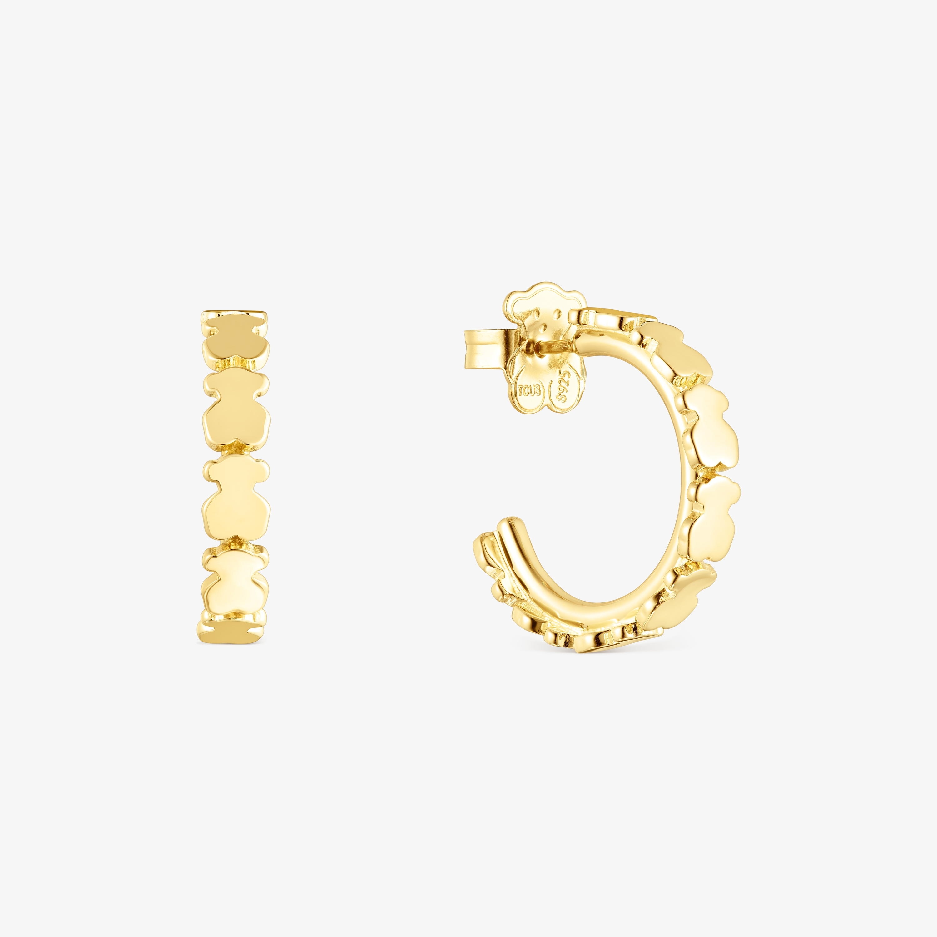 Silver vermeil Straight hoop Earrings