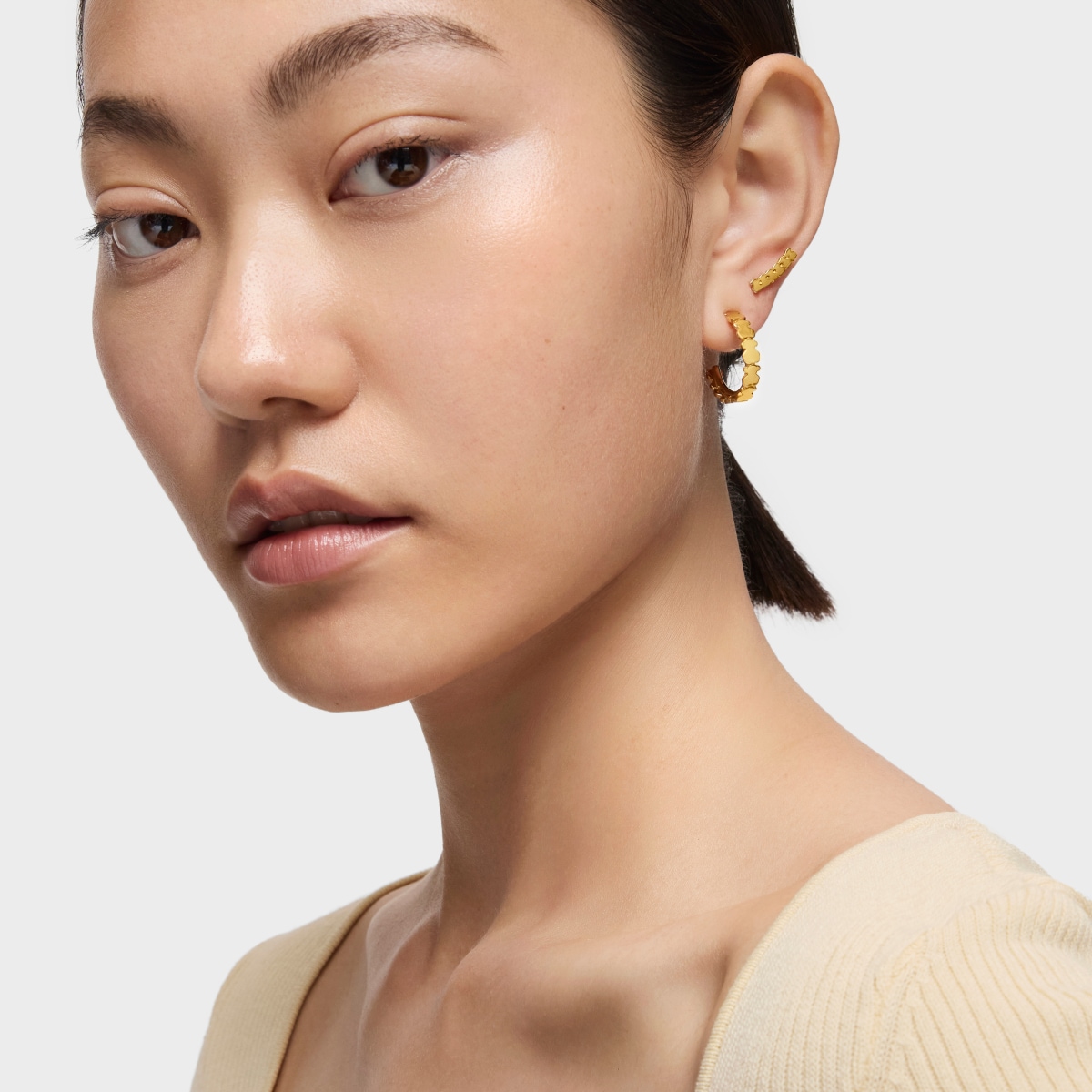 Pendientes aro con baño de oro 18 kt sobre plata Straight