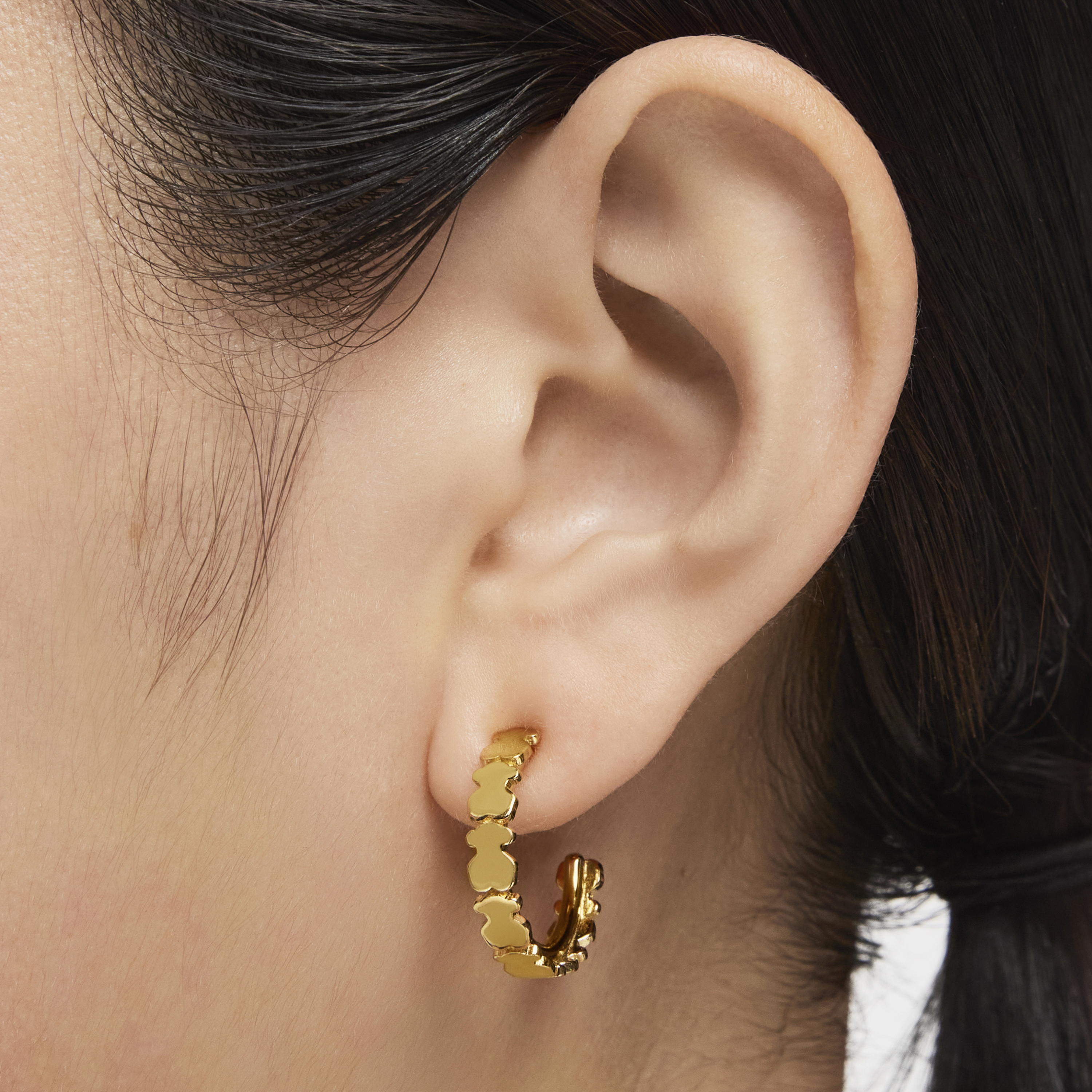 Silver vermeil Straight hoop Earrings