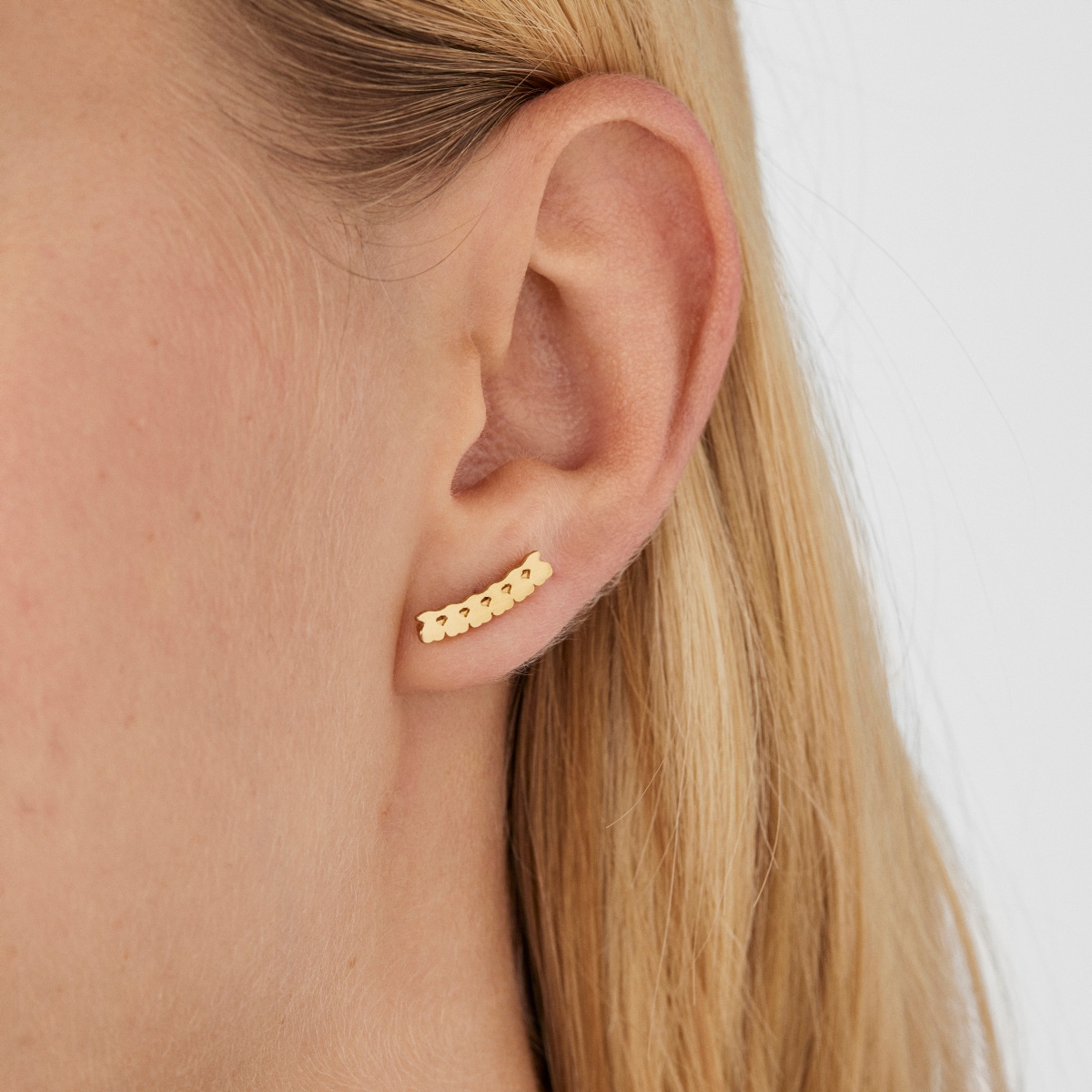 Pendientes trepadores osos con baño de oro 18 kt sobre plata Straight
