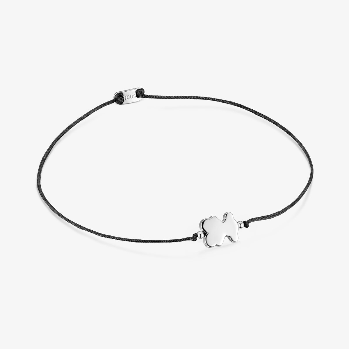 Tous - Pulsera De Plata Y Nylon Negro Con Motivo Oso Sweet Dolls - Negro