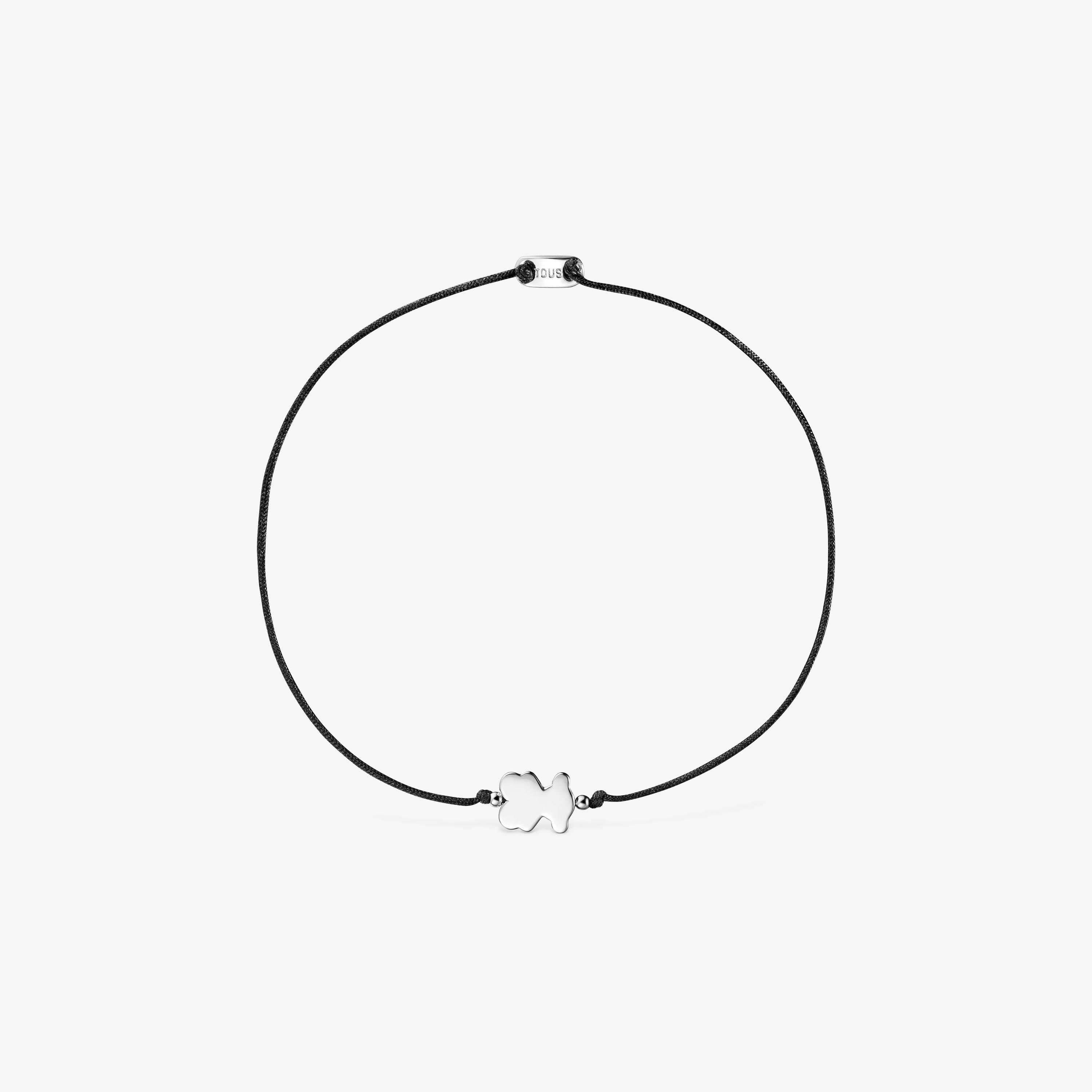 Silver and nylon Bracelet with bear charm Sweet Dolls