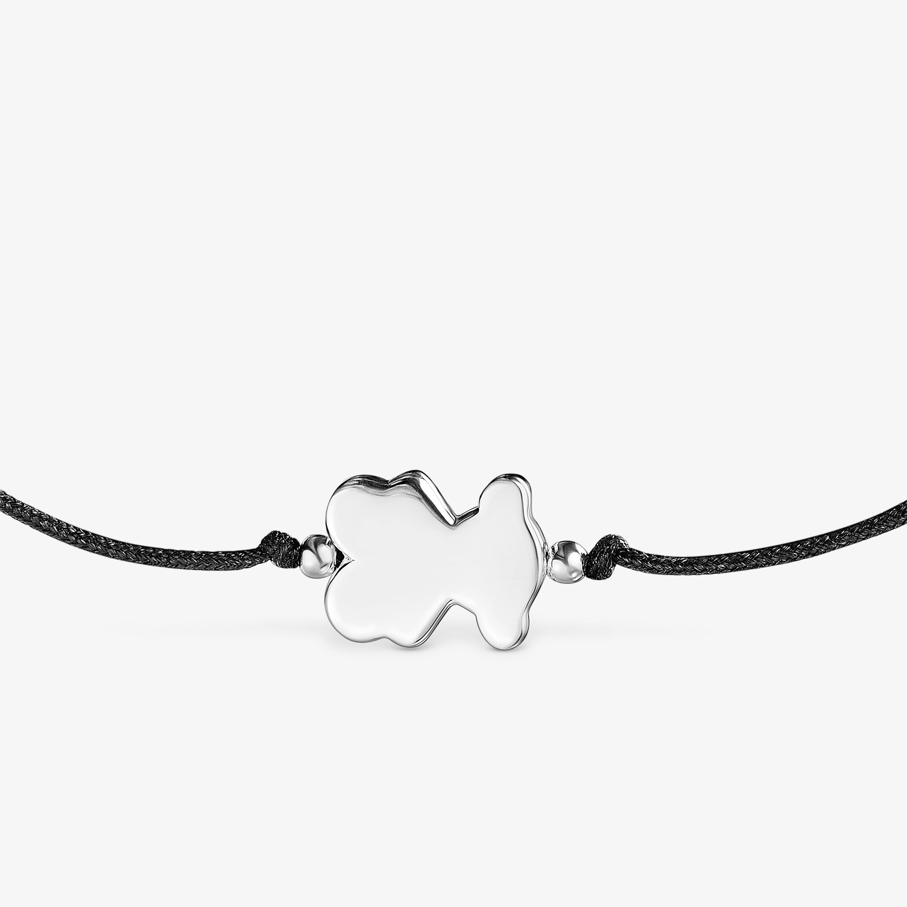 Silver and nylon Bracelet with bear charm Sweet Dolls