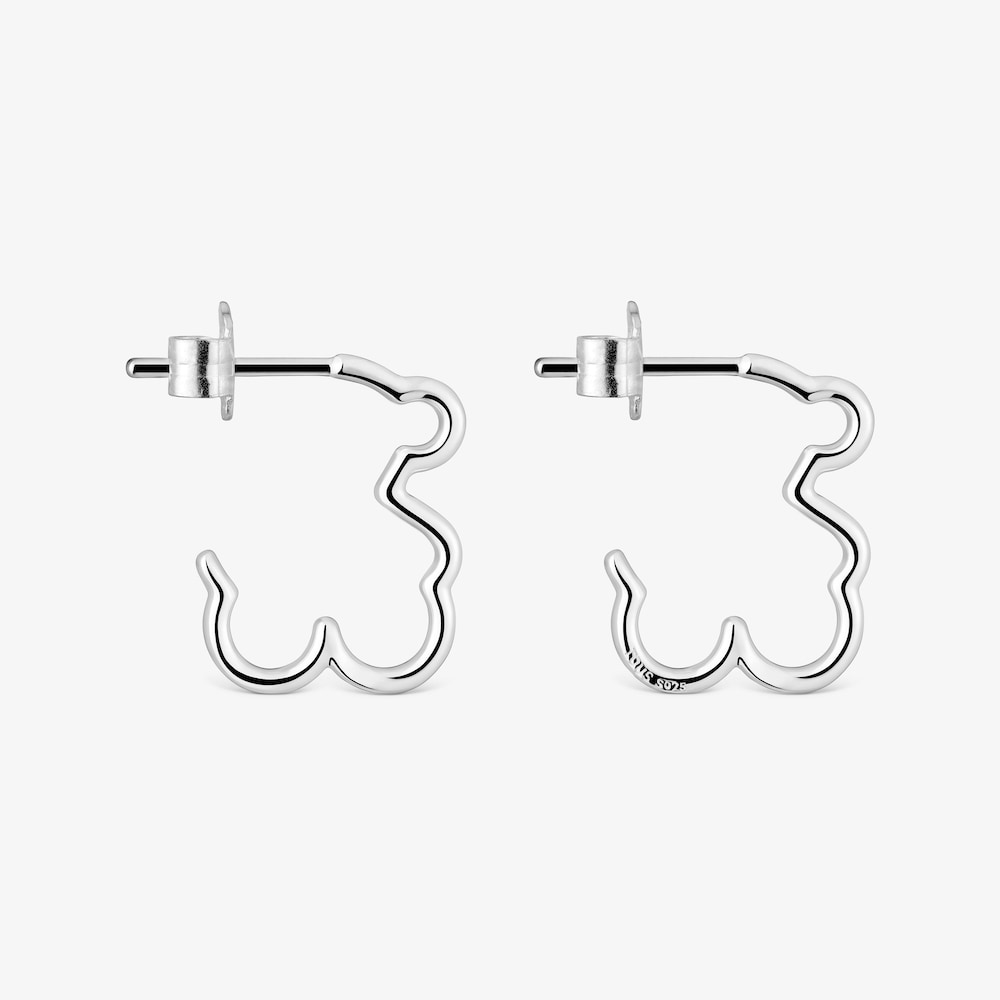 Brincos argola em prata motivo urso New Silueta