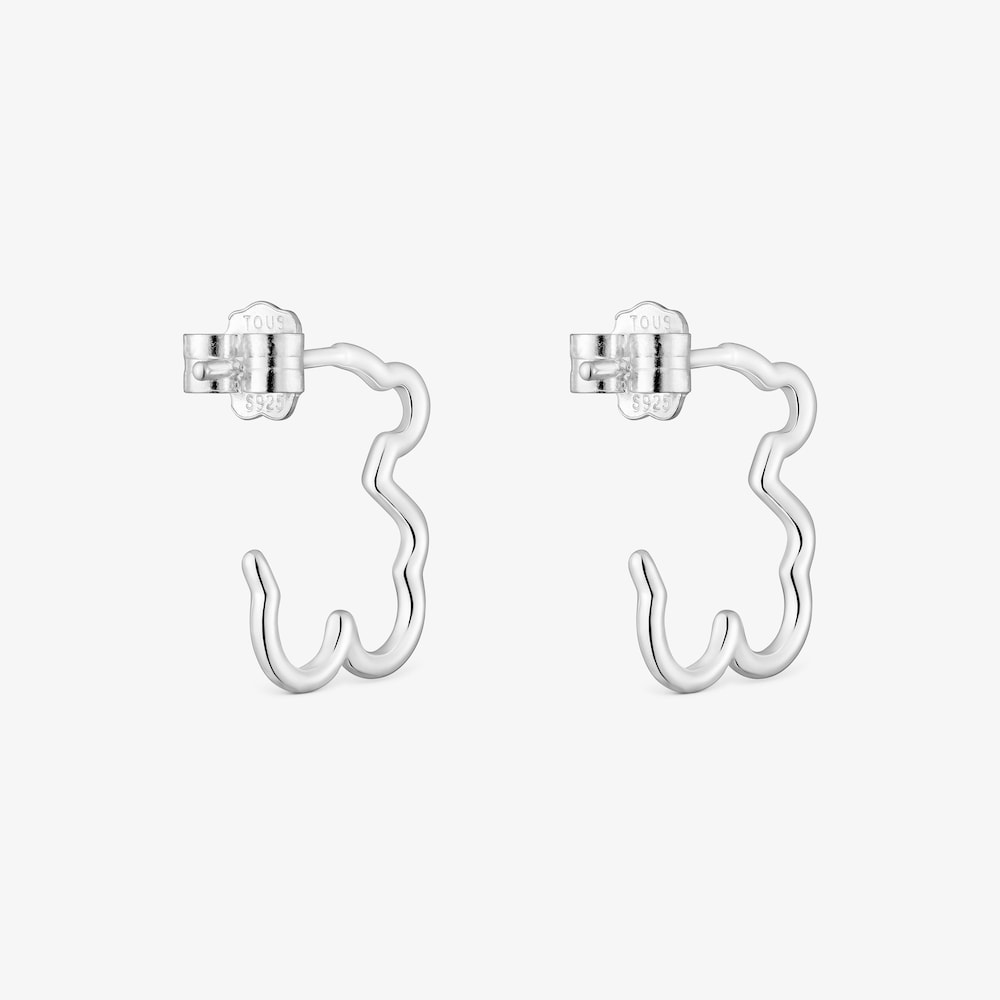 Brincos argola em prata motivo urso New Silueta