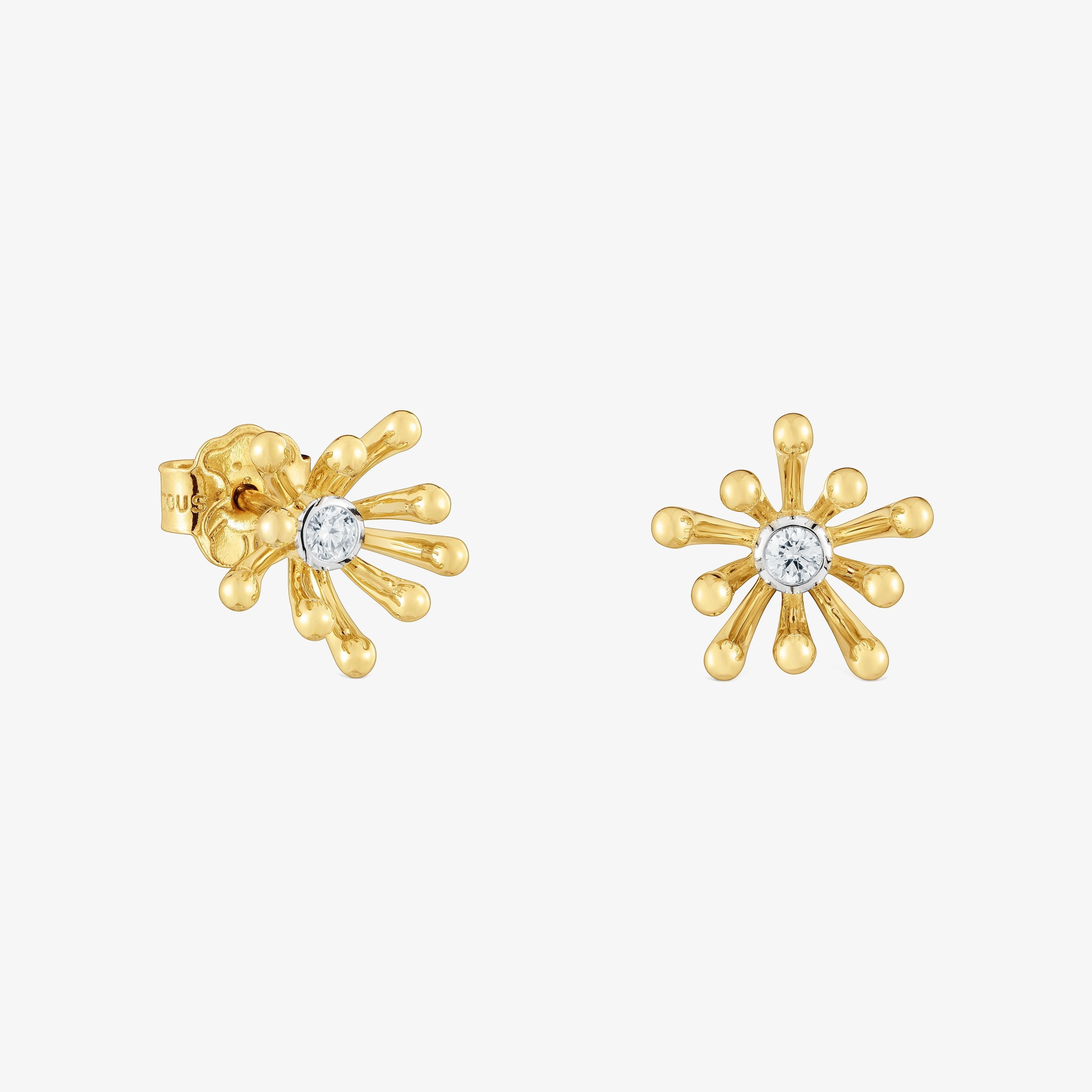 18K solid gold Earrings with diamonds Daisy