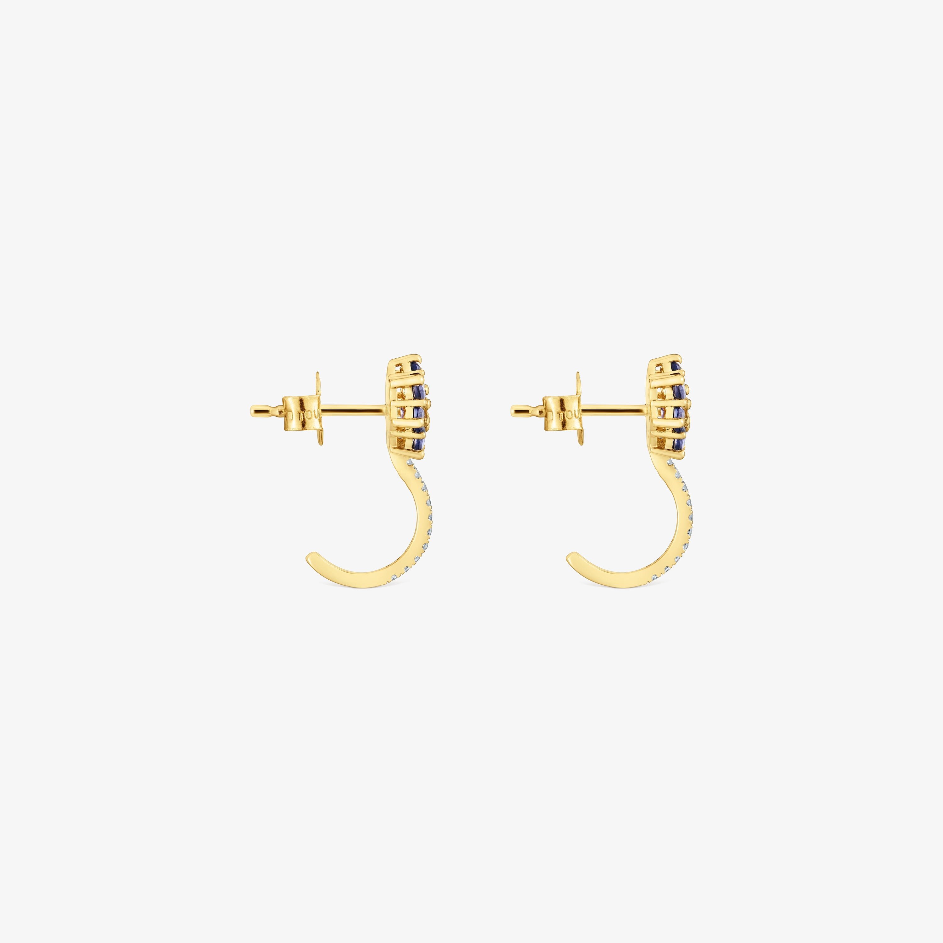 18K solid gold Earrings with gemstones and diamonds Daisy