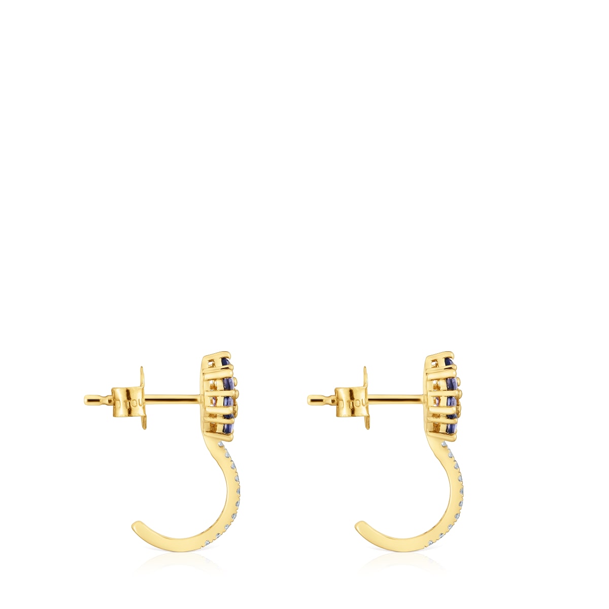Gold Earrings with gemstones and diamonds Daisy