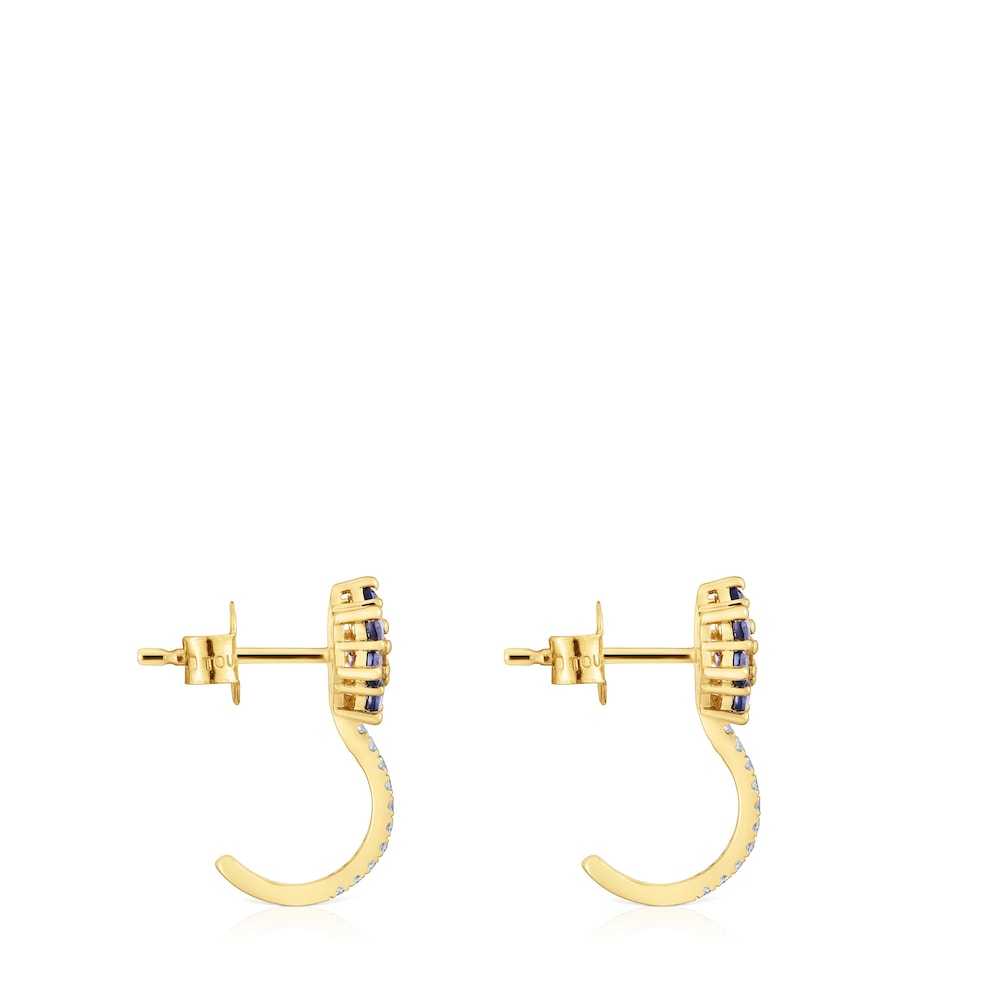 Pendientes de oro, gemas y diamantes Daisy image number 1