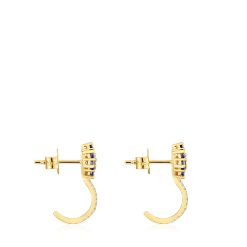 Gold Earrings with gemstones and diamonds Daisy