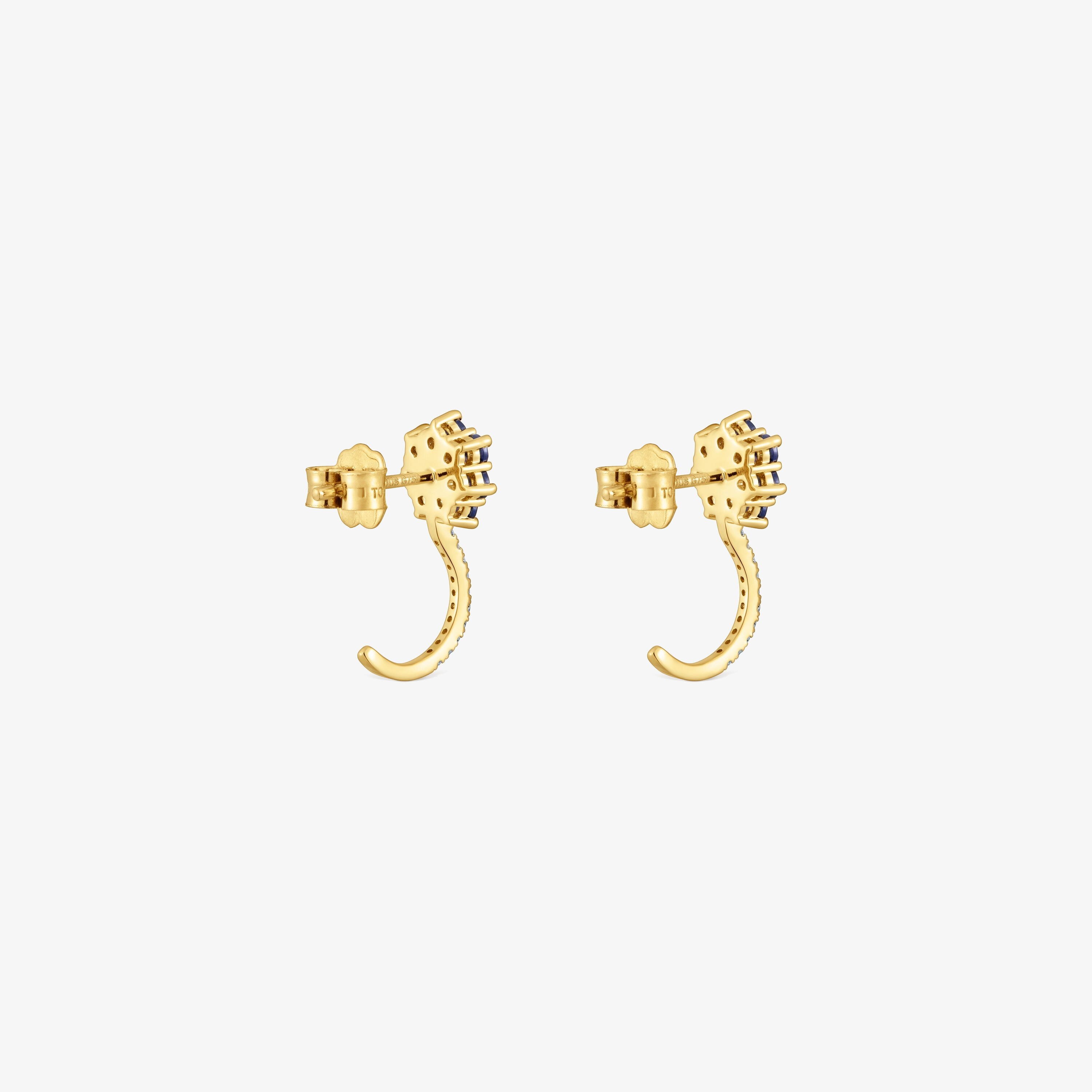 18K solid gold Earrings with gemstones and diamonds Daisy