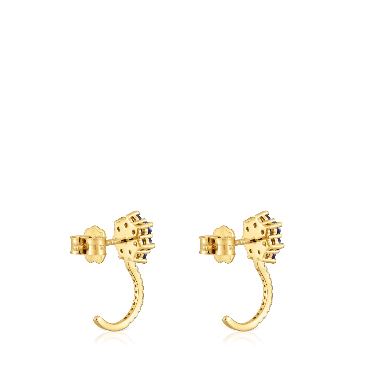 Gold Earrings with gemstones and diamonds Daisy