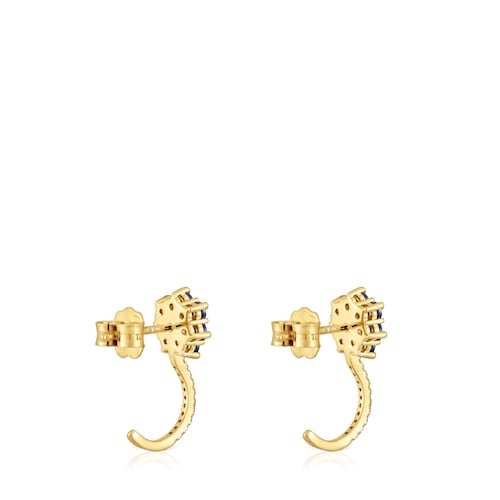 Gold Earrings with gemstones and diamonds Daisy