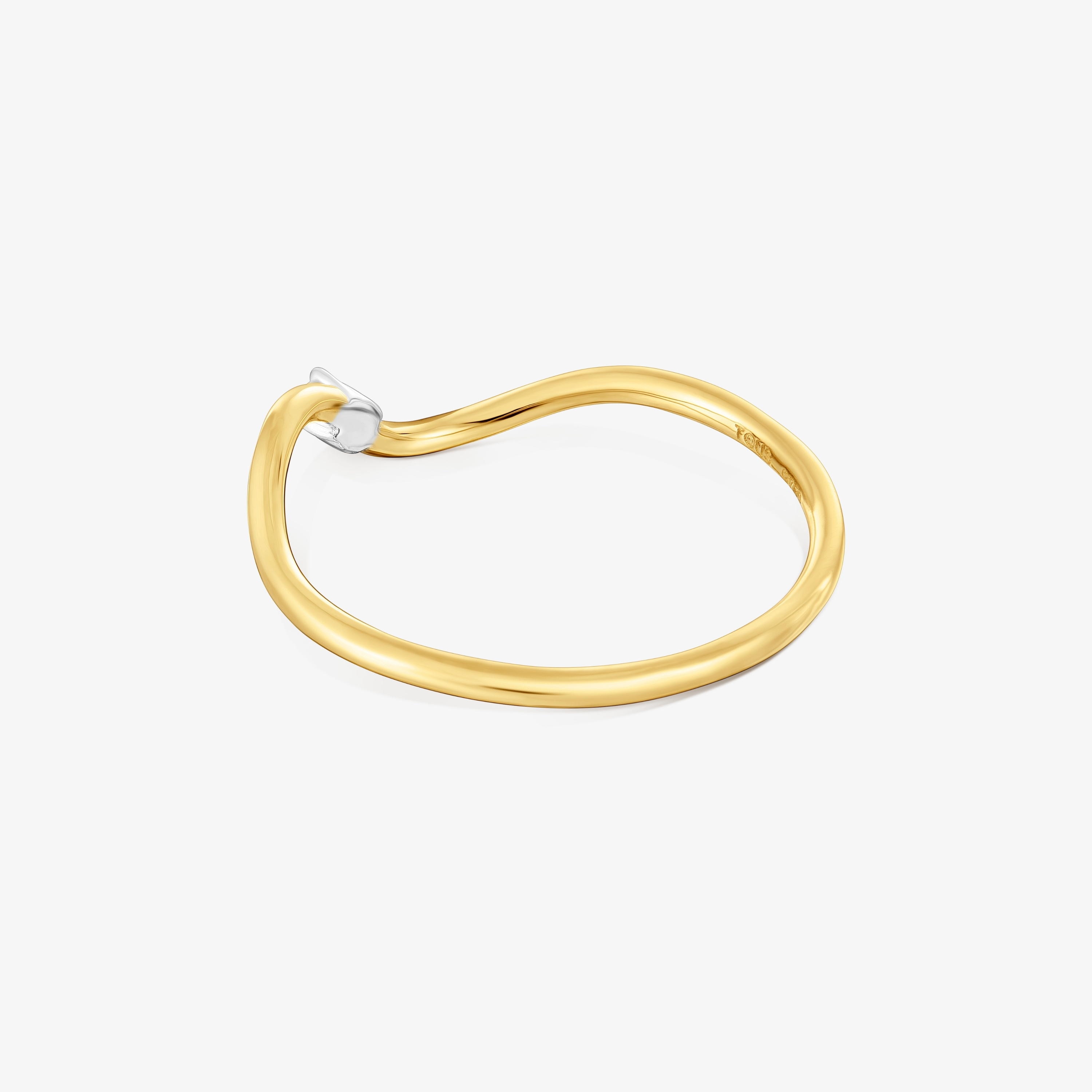 18K solid gold wave-shaped Ring with Diamonds Daisy