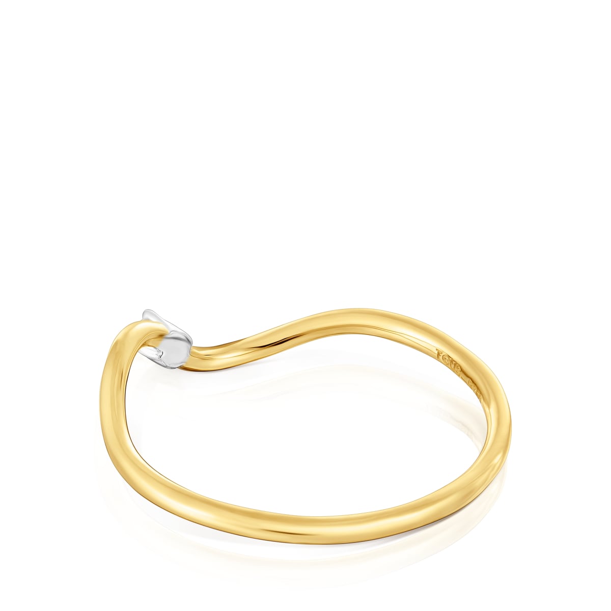 Gold wave-shaped Ring with Diamonds Daisy