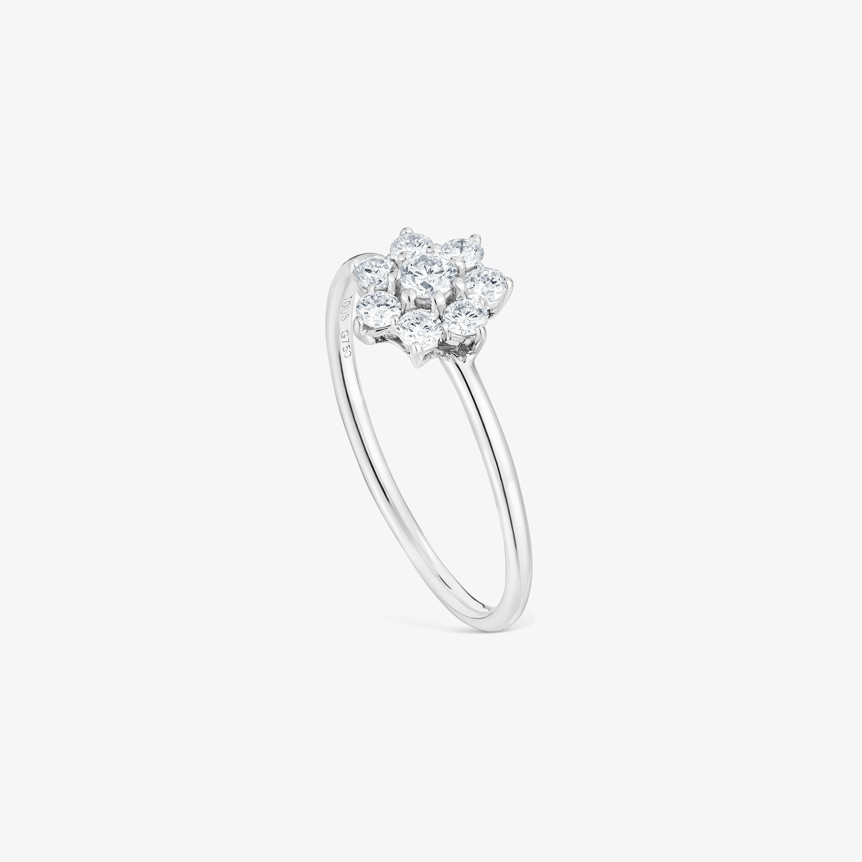 18K white gold Ring with diamond Daisy
