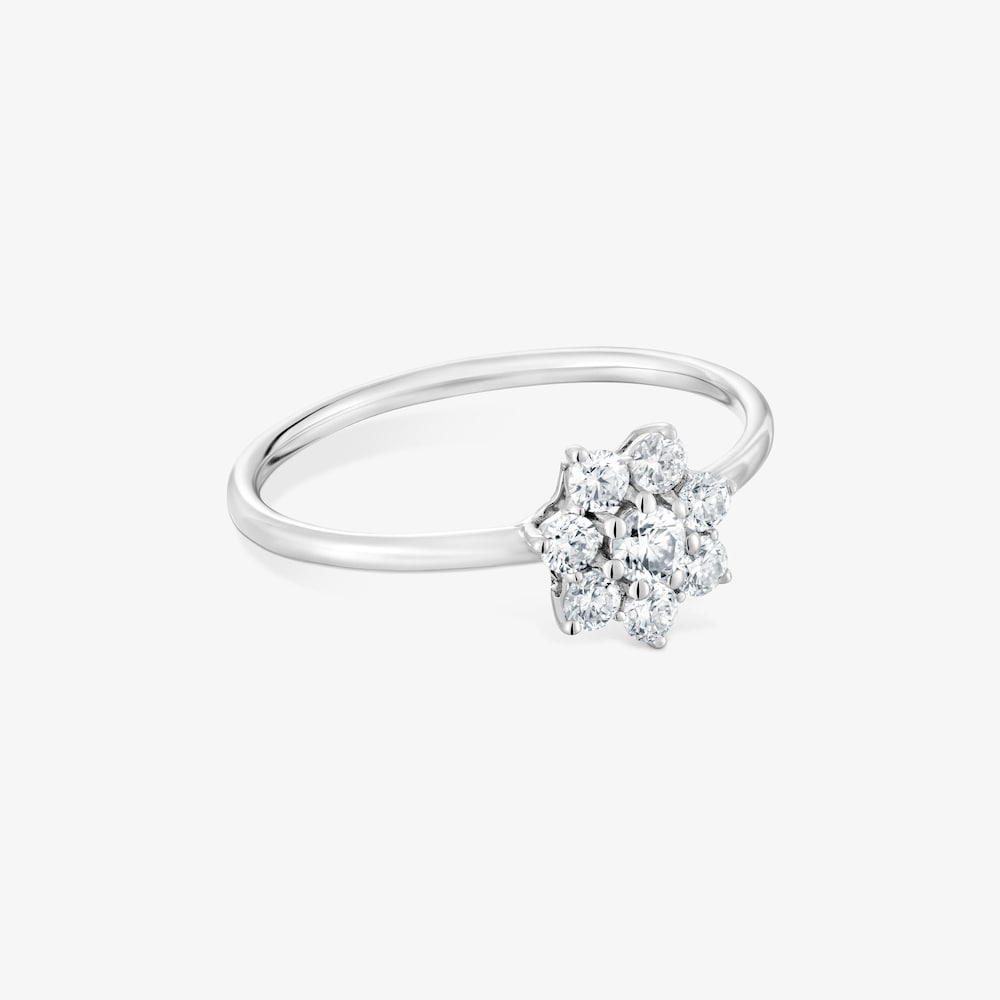 Anillo de oro blanco y diamante Daisy