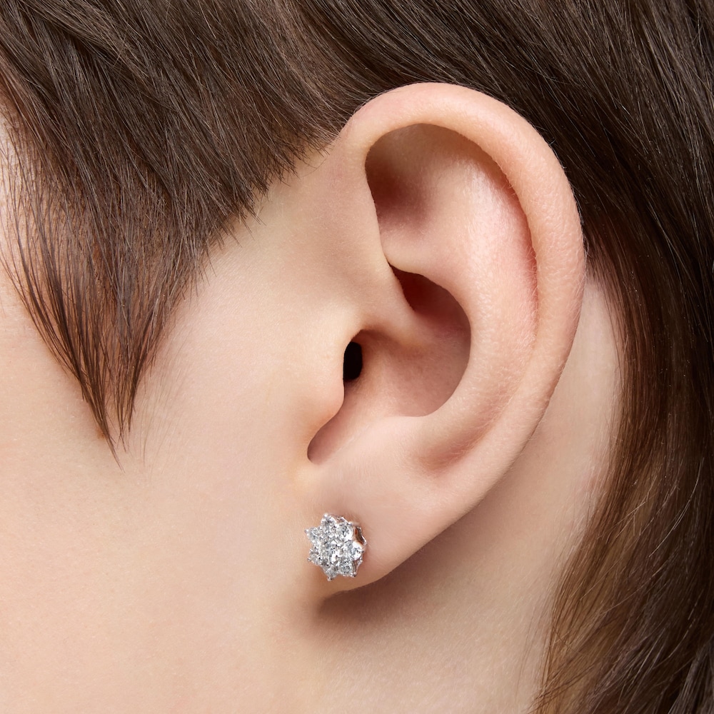 18K white gold Earrings with diamonds Daisy