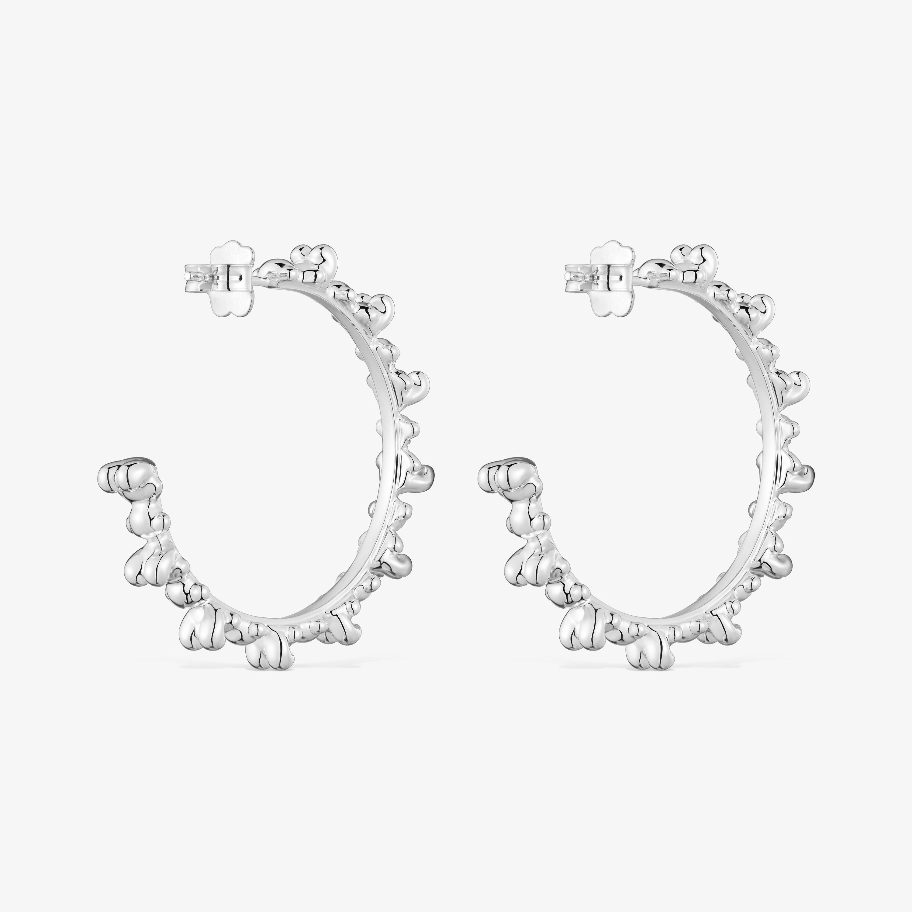Silver hoop Earrings with bear motifs Bold Bear