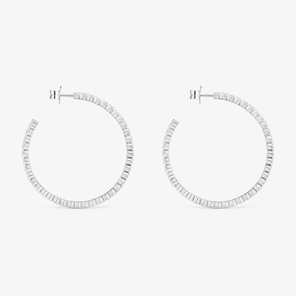 Pendientes aro grandes disco de plata Straight