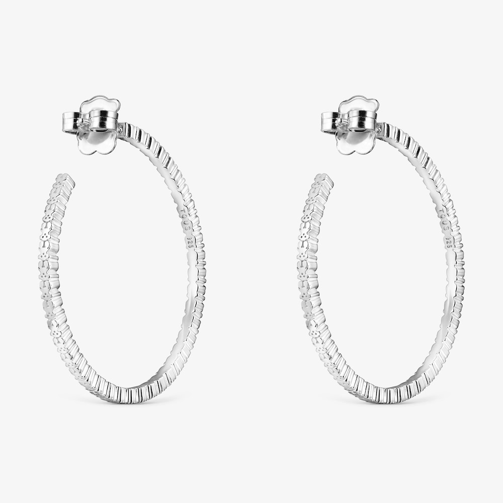 Pendientes aro grandes disco de plata Straight