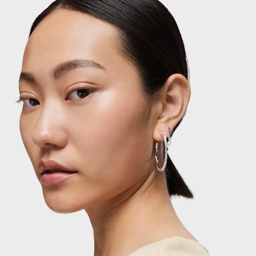 Pendientes aro grandes disco de plata Straight