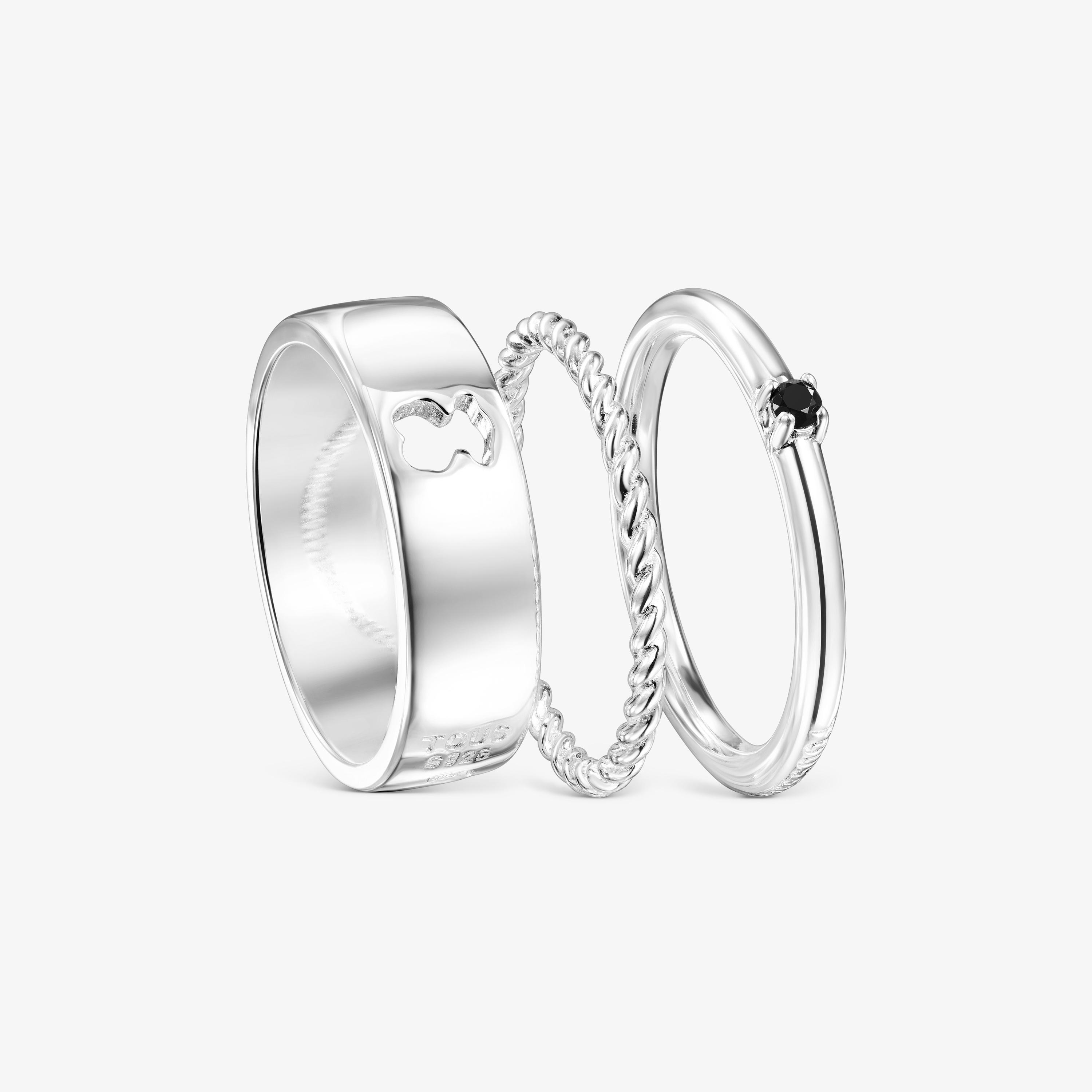 ①Own Light Mix Ring【#Casual】（Silver) Silver and Spinel TOUS Ring Mix Rings set Bear motifs | TOUS