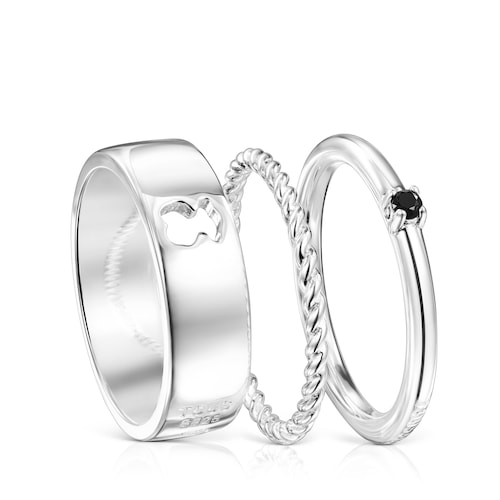 Silver and Spinel TOUS Ring Mix Rings set Bear motifs
