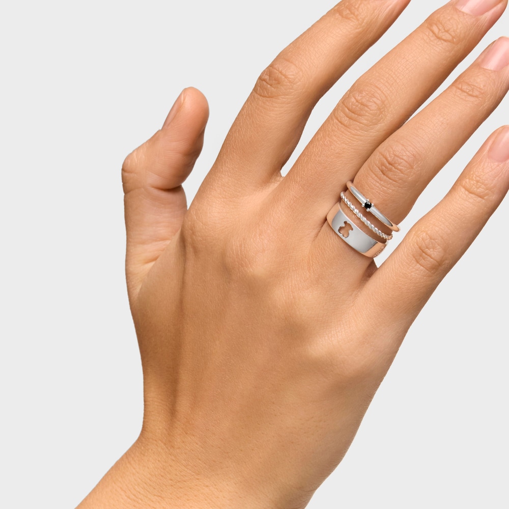 Silver and Spinel TOUS Ring Mix Rings set Bear motifs