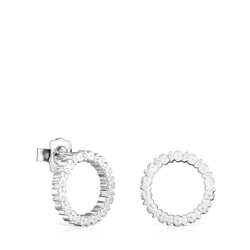 Pendientes medianos disco de plata Straight