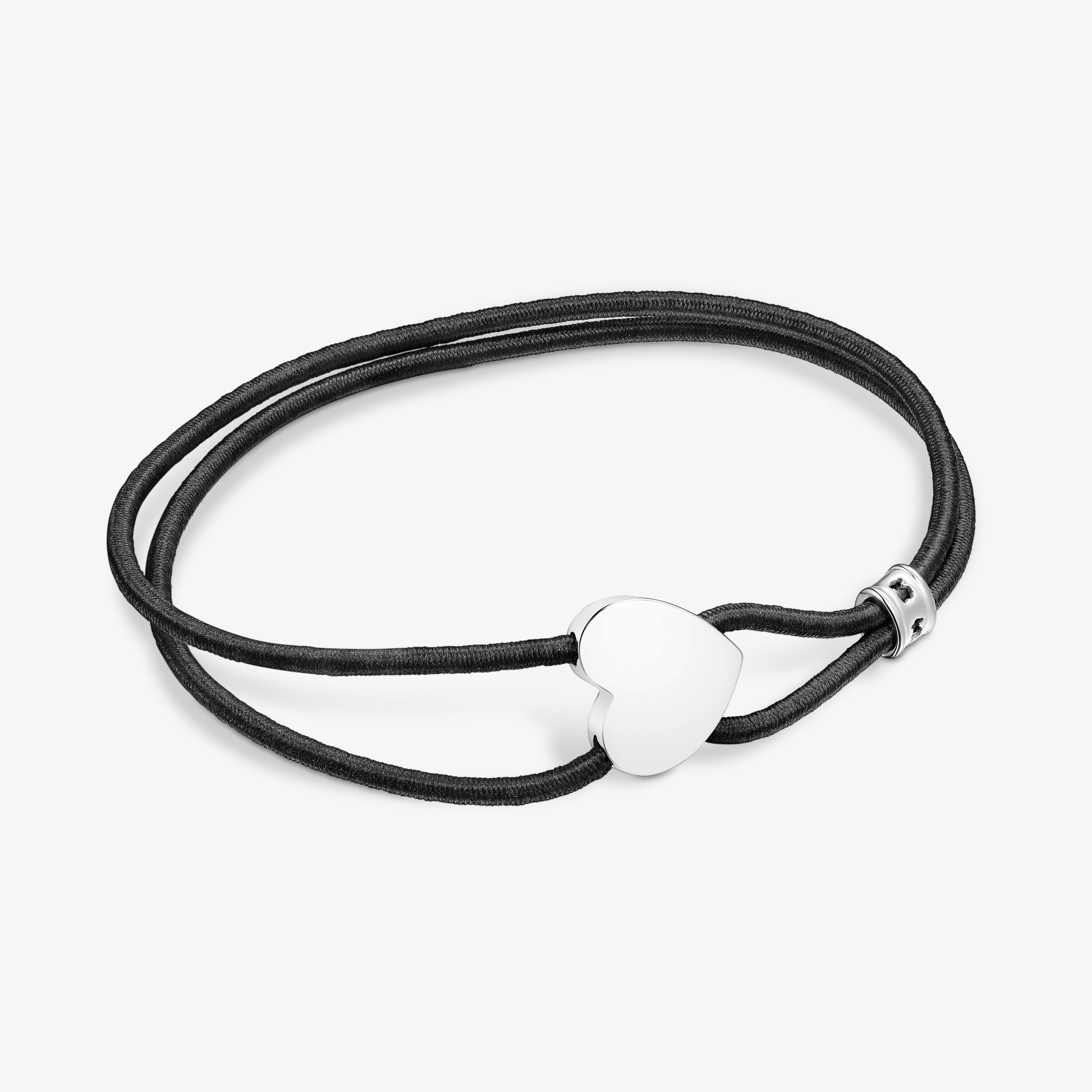 Black elastic Sweet Dolls Bracelet with silver heart