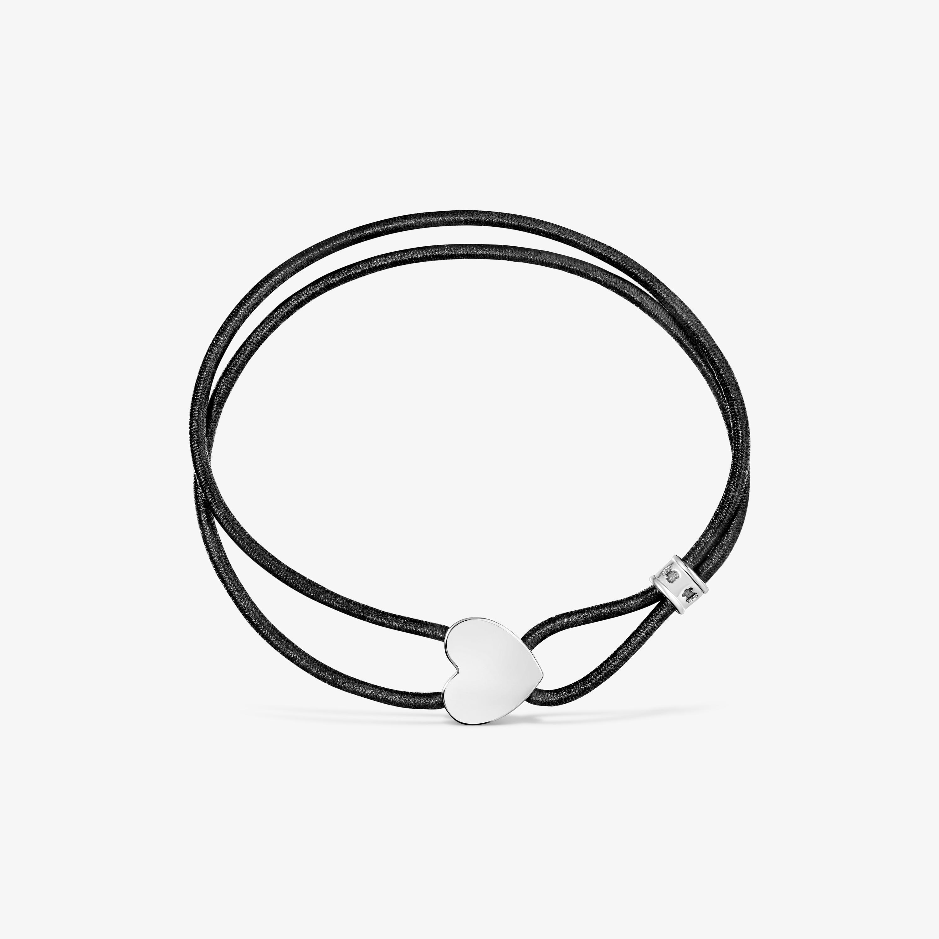 Black elastic Sweet Dolls Bracelet with silver heart