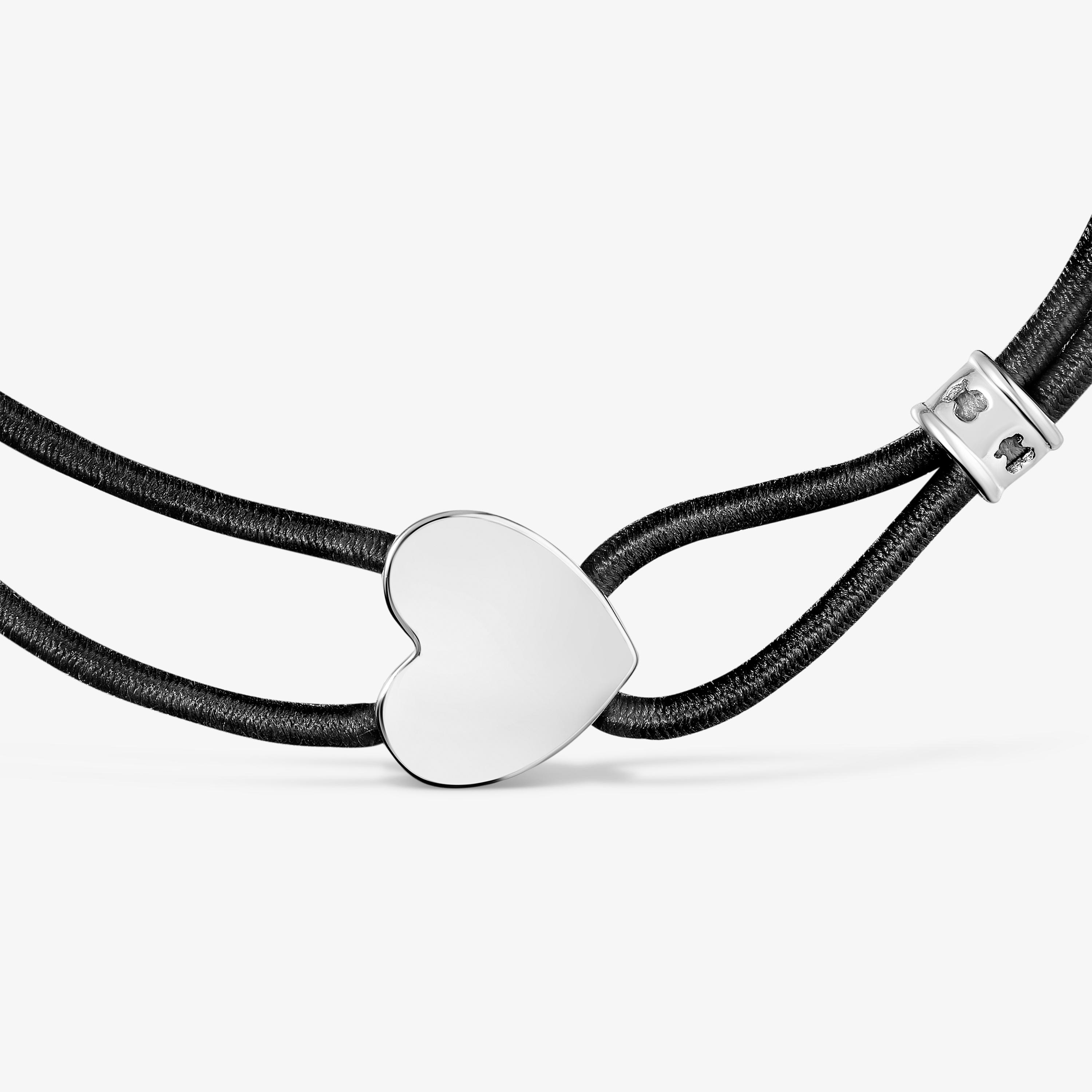 Black elastic Sweet Dolls Bracelet with silver heart