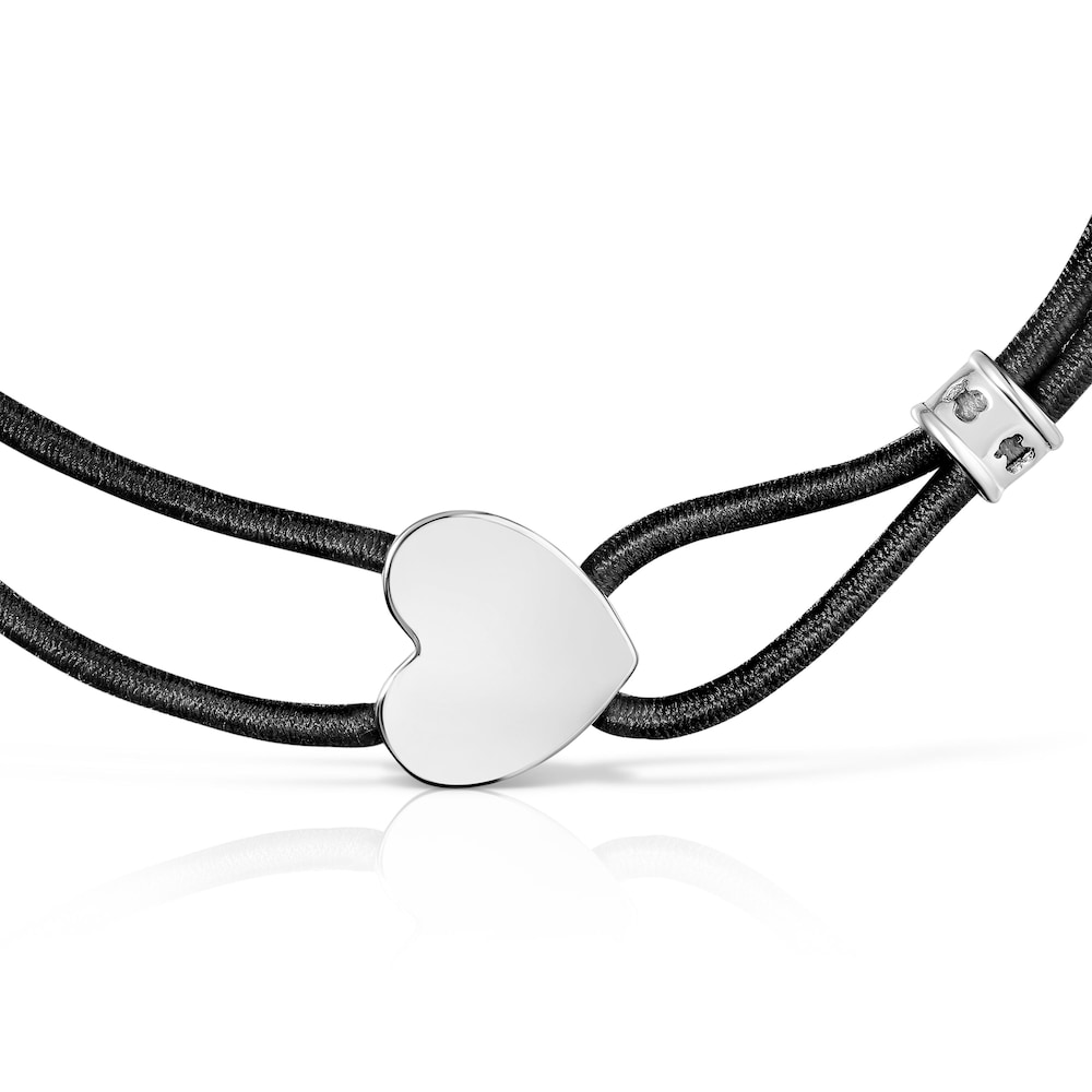 Pulsera elástica negra con corazón de plata Sweet Dolls Pulsera elástica negra con corazón de plata Sweet Dolls