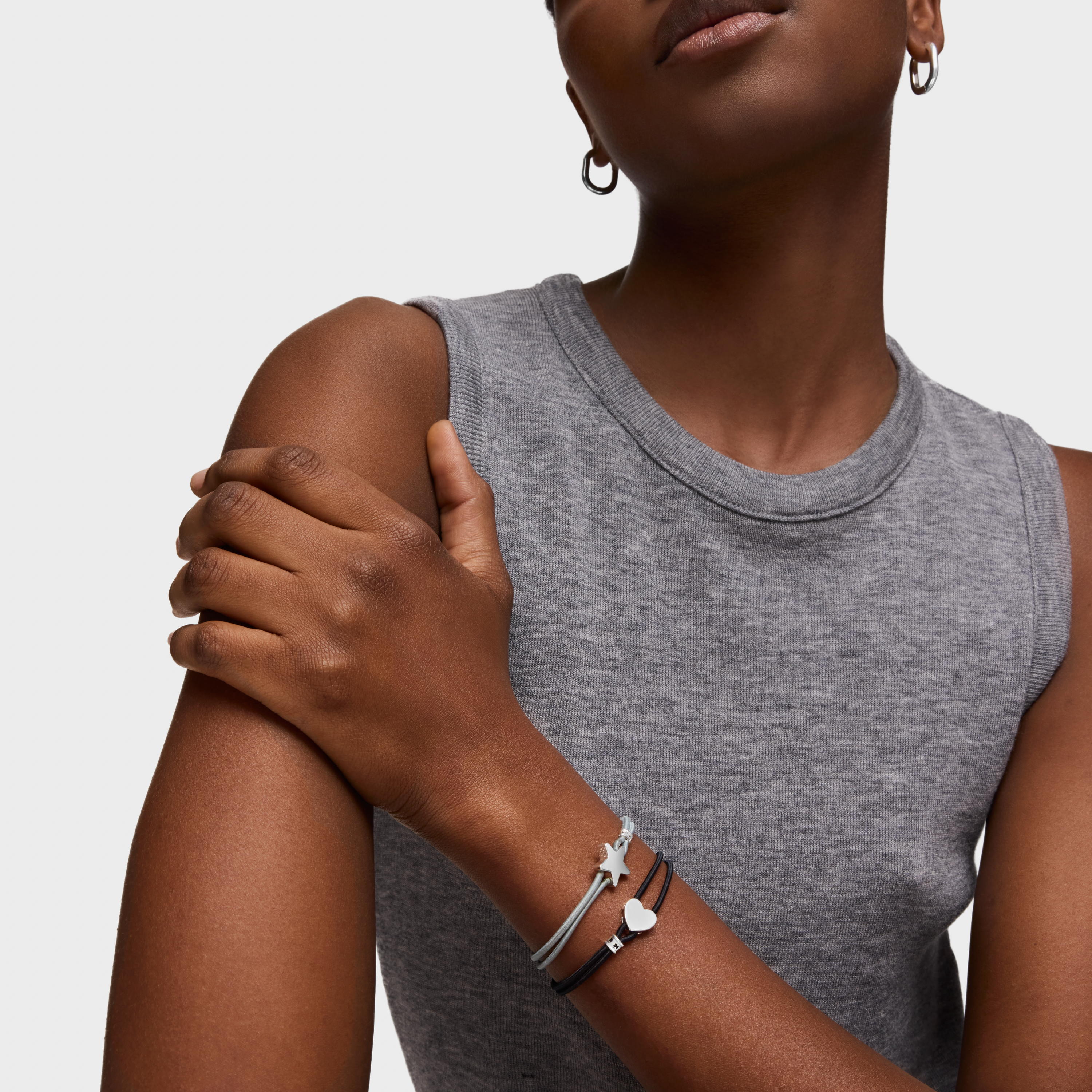 Black elastic Sweet Dolls Bracelet with silver heart