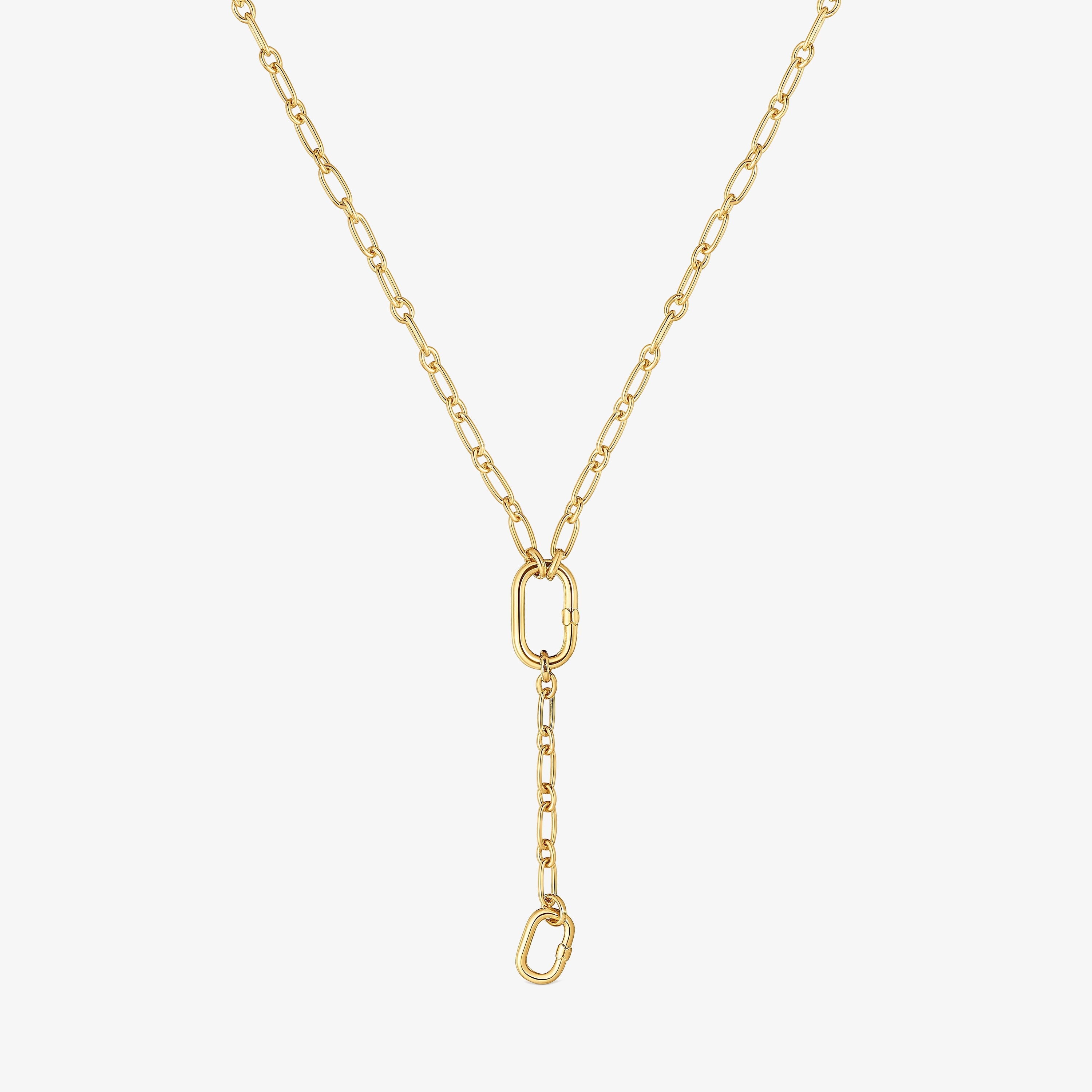 Medium 18K gold vermeil Necklace with pendant detail and ring Hold Oval