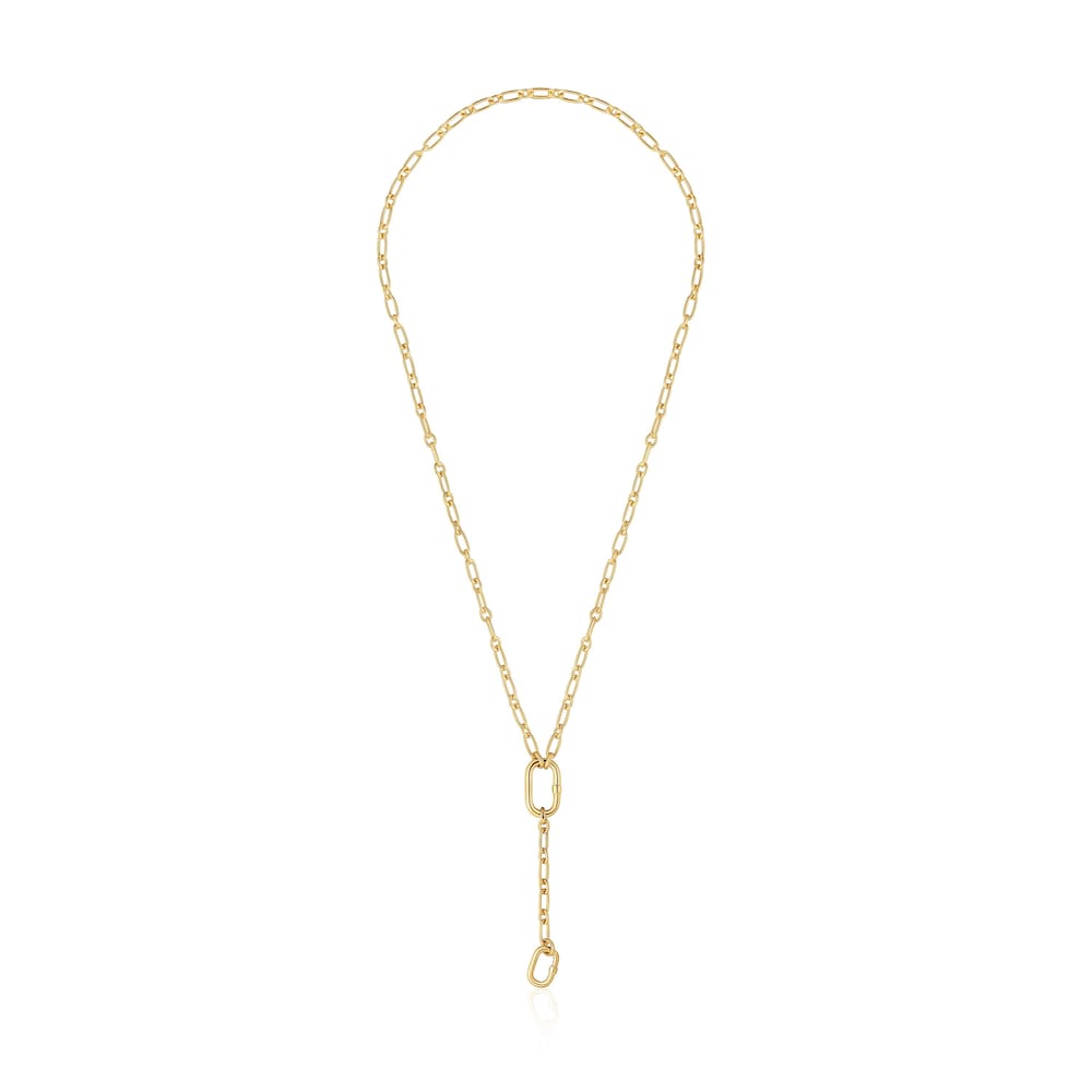 Collar mediano con baño de oro 18 kt sobre plata con detalle colgante y anilla Hold Oval Collar mediano con baño de oro 18 kt sobre plata con detalle colgante y anilla Hold Oval