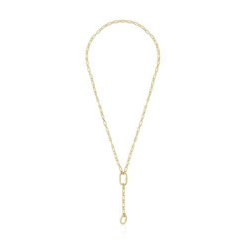 Medium 18kt gold plating over silver Necklace with pendant detail and ring Hold Oval