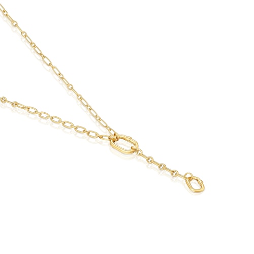 Medium 18kt gold plating over silver Necklace with pendant detail and ring Hold Oval