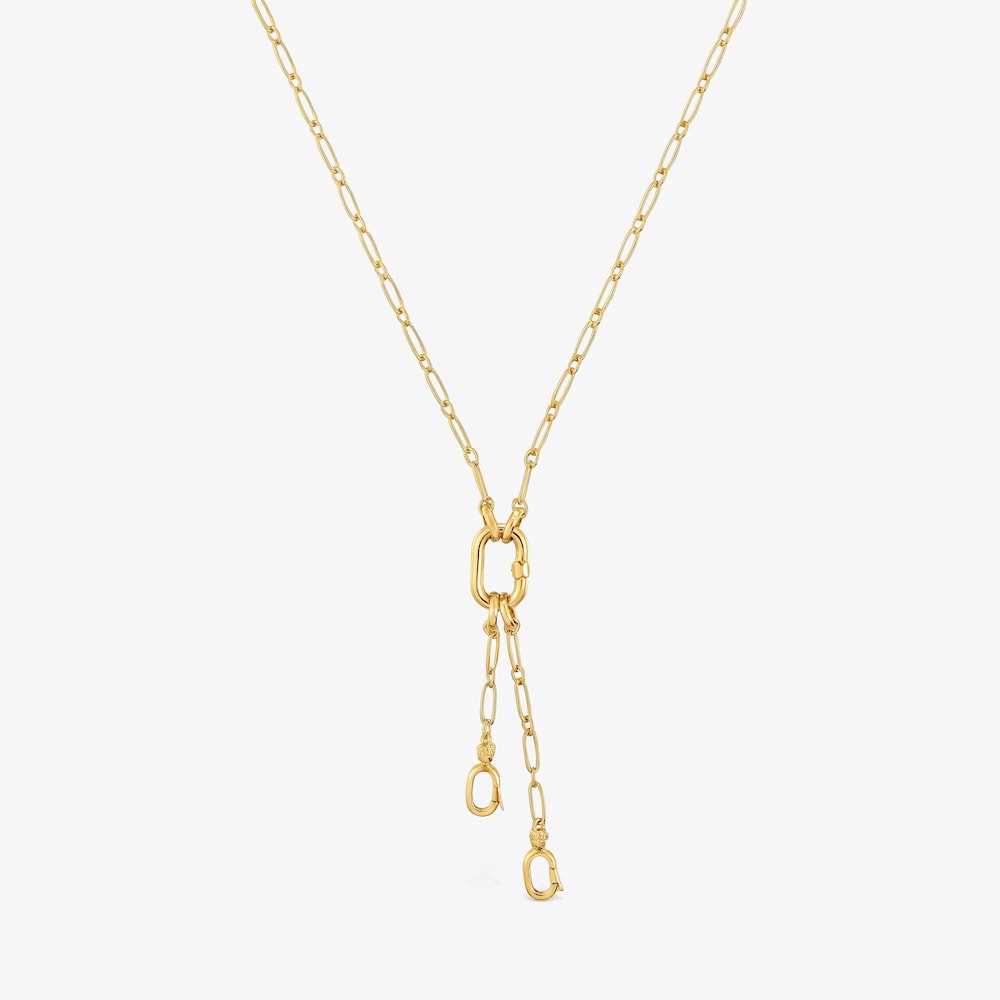 Collier en argent plaqu&eacute; or 18&nbsp;ct avec double pendentif et anneau court Hold&nbsp;Oval