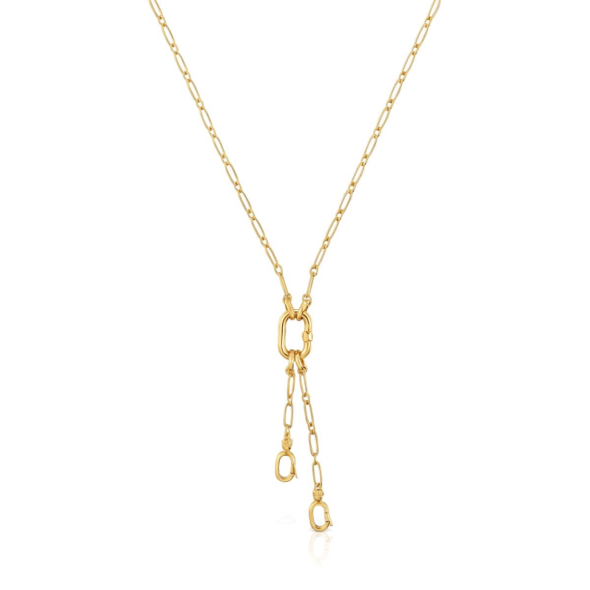 Tous - Collar Corto Con Baño De Oro 18 Kt Sobre Plata Con Doble Detalle Colgante Y Anilla Hold Oval - Dorado