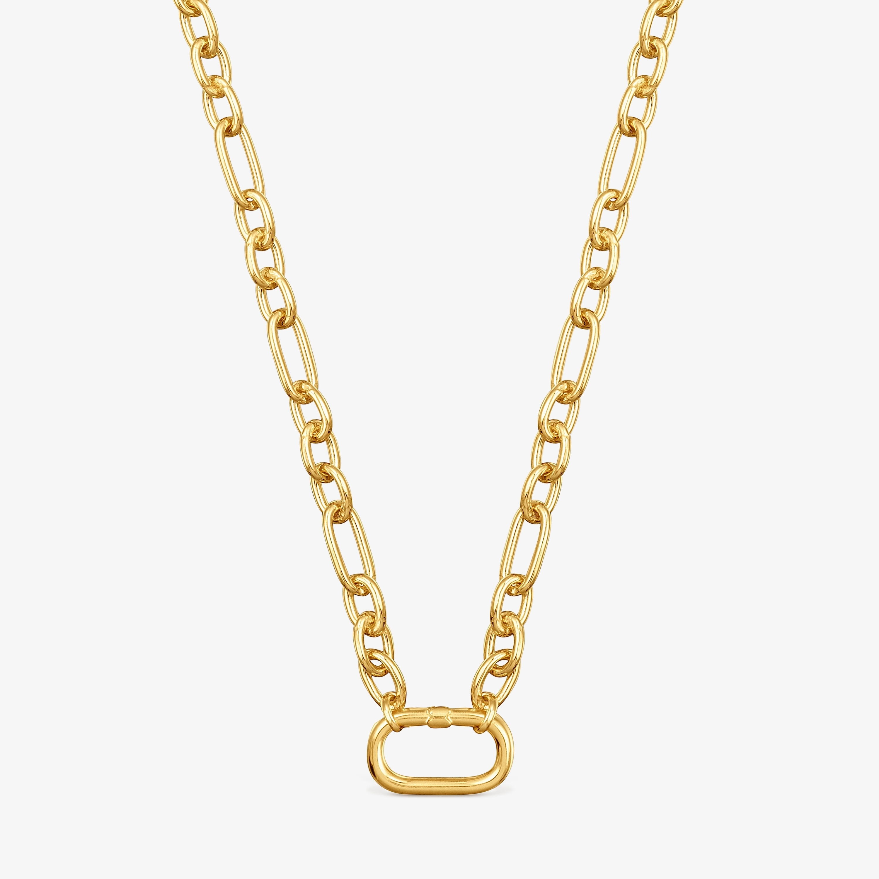 Short 18K gold vermeil Necklace with ring Hold Oval